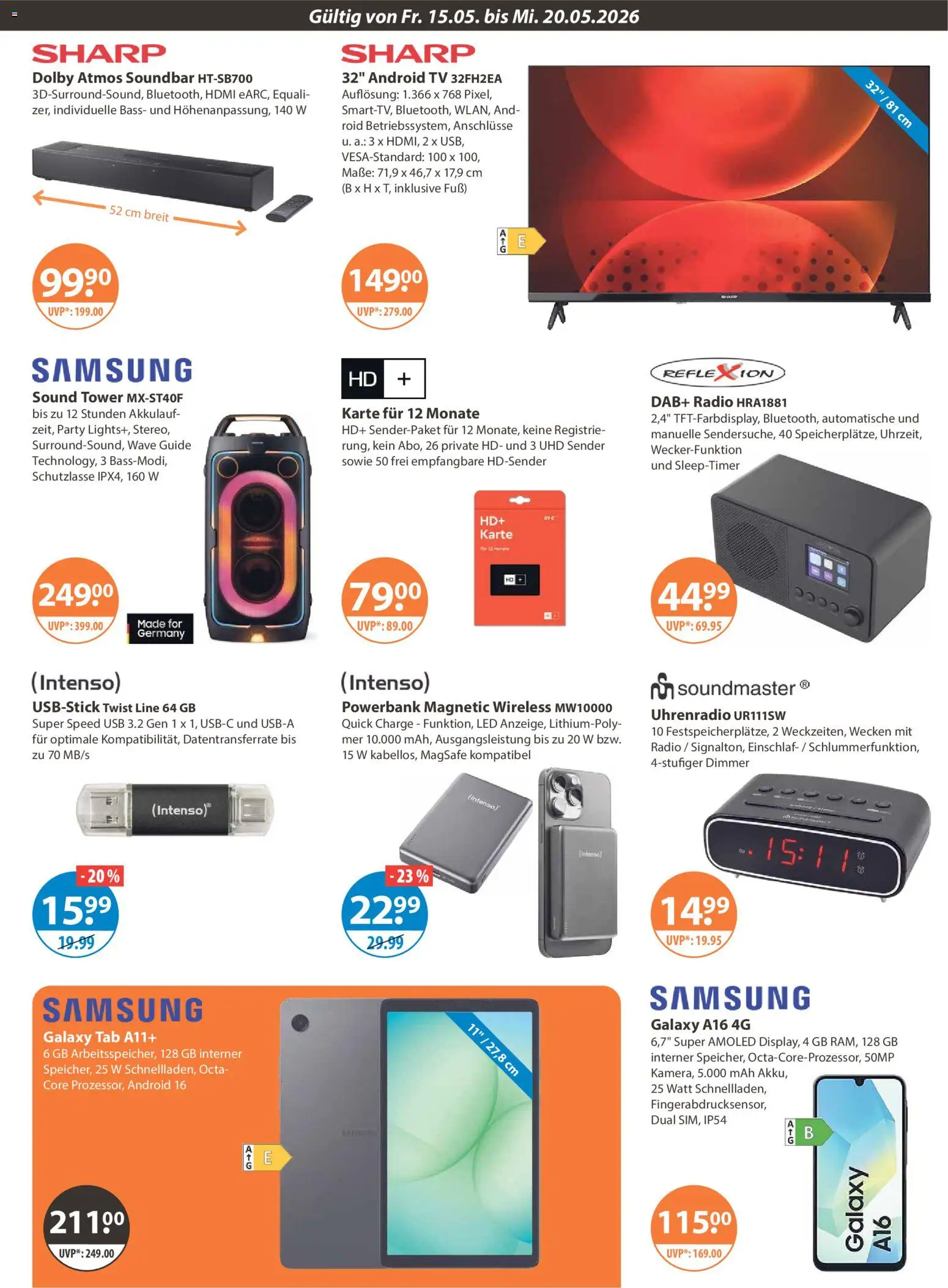 V-Markt Schwaben / Oberbayern – gültig ab 15.05.2026 | Seite: 21 | Produkte: USB, Soundbar, Powerbank, TV