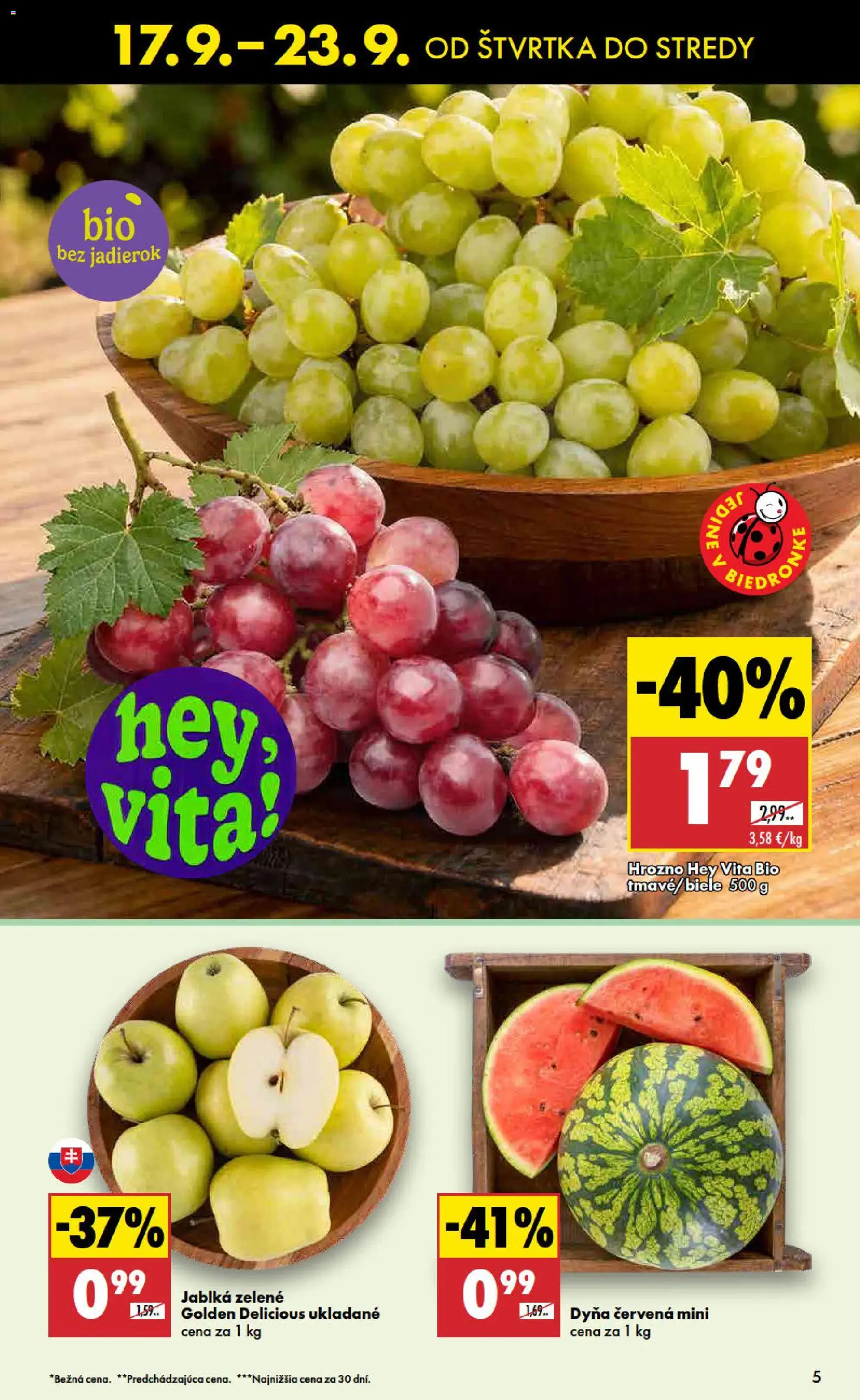 Nové Biedronka akcie – leták je platný od 17.09.2026 | Strana: 5 | Produkty: Jablká, Hrozno