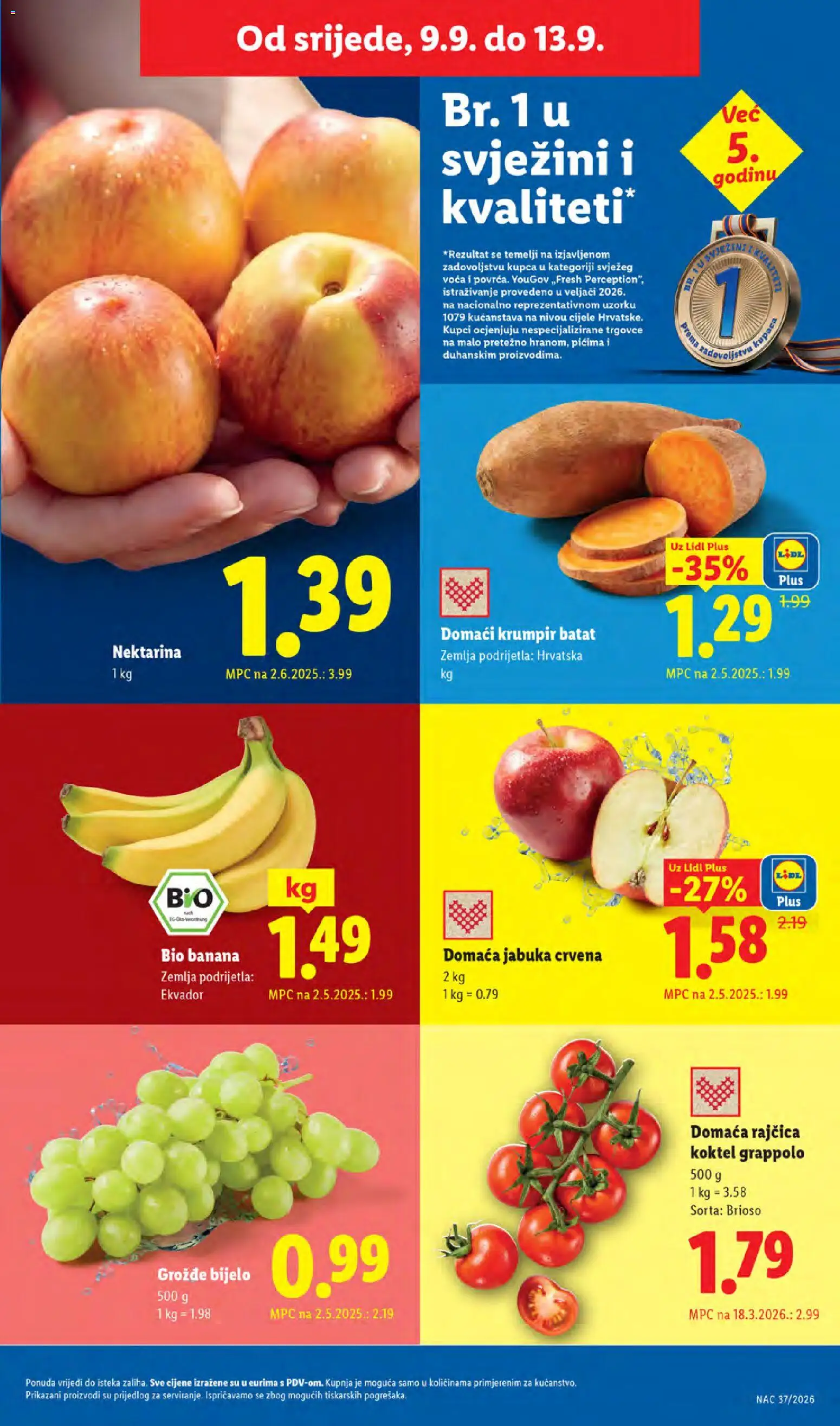 Lidl katalog | vrijedi od 07.09.2026 | Stranica: 63 | Proizvodi: Nektarina, Grožđe, Rajčica, Jabuka