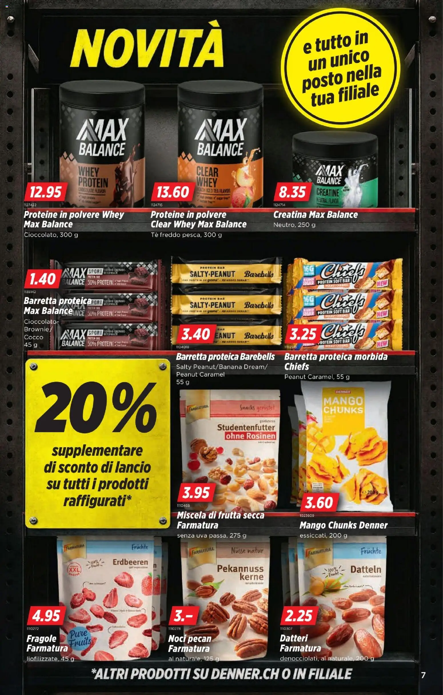Denner aktionen IT – gültig ab 03.09.2026 | Seite: 7 | Produkte: Snacks, Erdbeeren, Mango, Rosinen