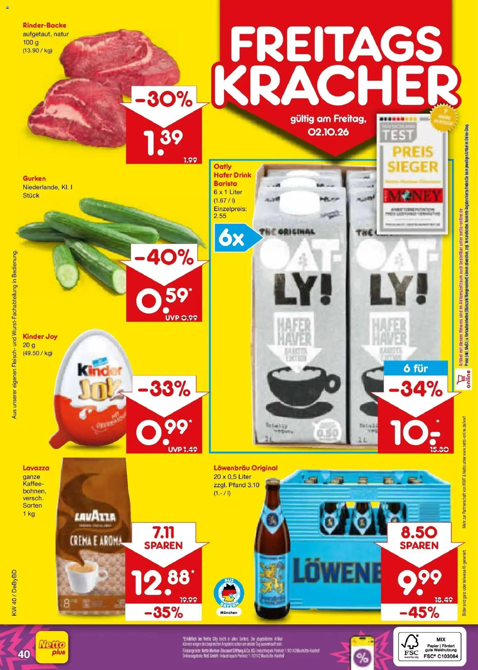 Netto Marken-Discount Prospekt Buttenwiesen – gültig ab 28.09.2026 | Seite: 62 | Produkte: Kaffee, Kinder joy, Bilder, Gurken
