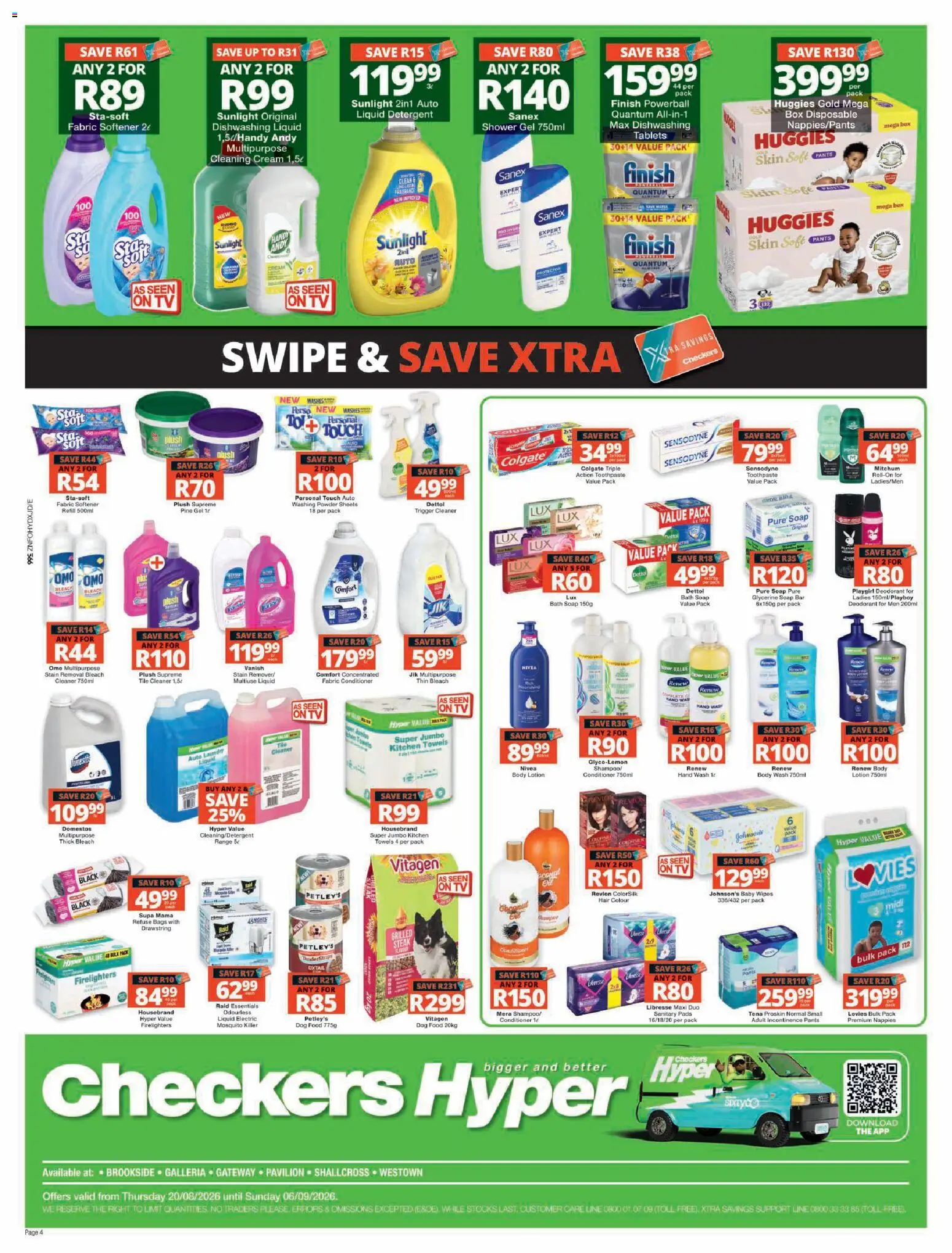 New Checkers catalogue – valid from 20/08/2026 | Page: 4 | Products: Steak, Refuse bags, Soap, Dishwashing liquid