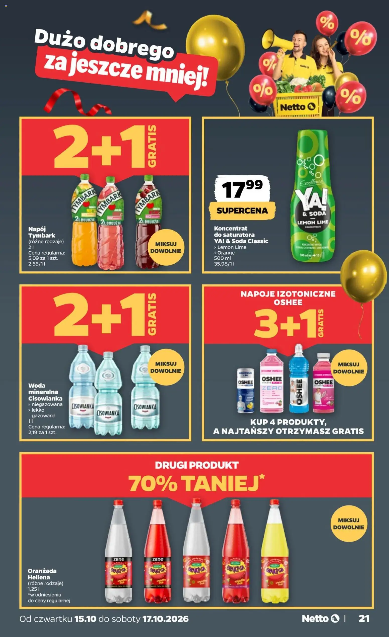 Netto gazetka od czwartku od 15.10.2026 | Strona: 21 | Produkty: Cisowianka, Napoje, Mięta, Woda