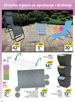 TEPIH, za terasu, dim.: 120x180cm, razne boje I dezeni, kom U ponudi Imamo I dlm.: 90x150cm, kom (11,99EUR, -25%) 8,99EUR - Pregled kataloga iz trgovine Konzum, vrijedi od 27.04.2026 | Stranica: 14 | Proizvodi: Jastuk, Ležaljka, Stolica, Tepih