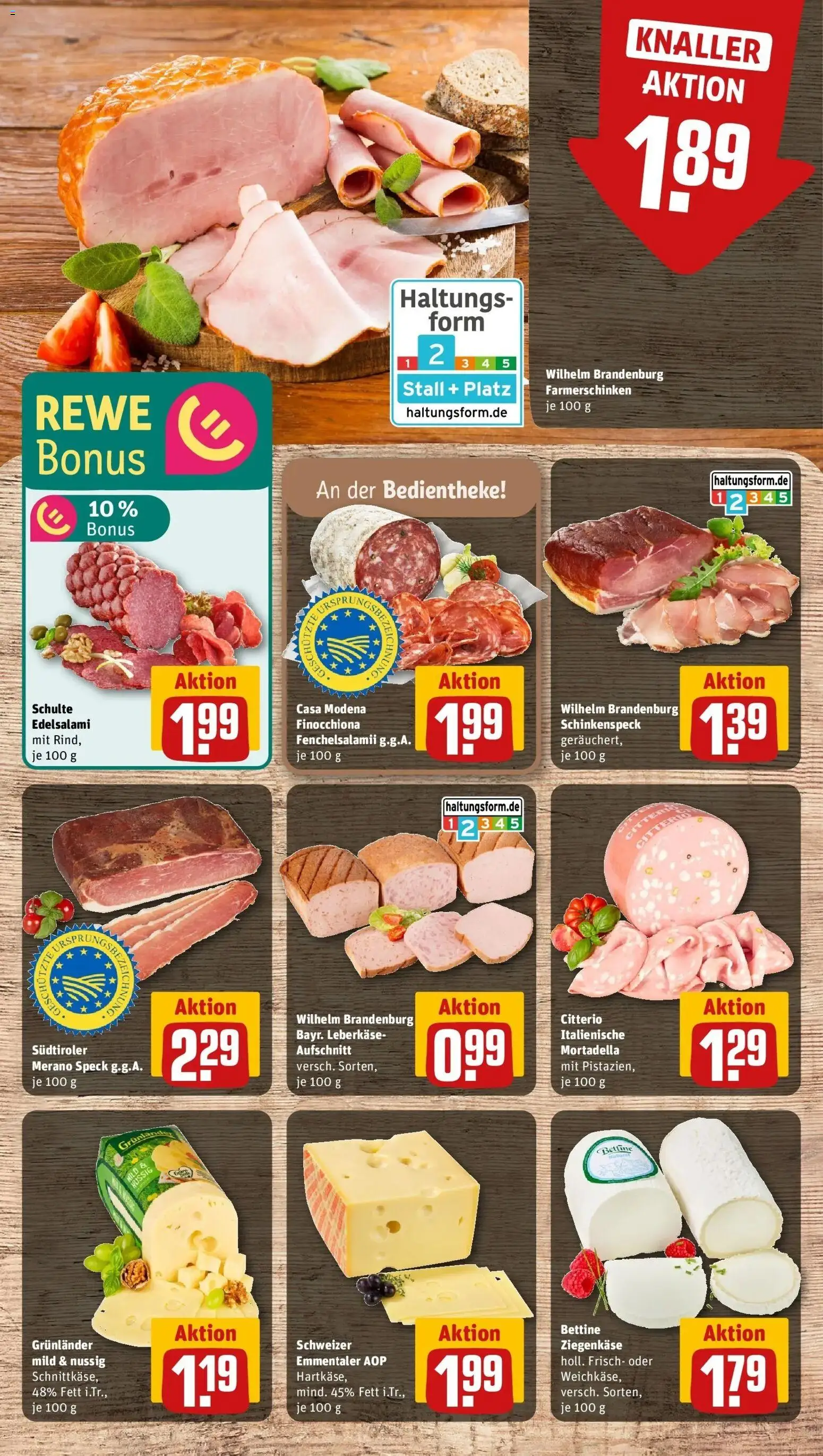 Rewe Prospekt Gechingen – gültig ab 01.06.2026 | Seite: 9 | Produkte: Ziegenkäse, Grunlander, Salami, Leberkase