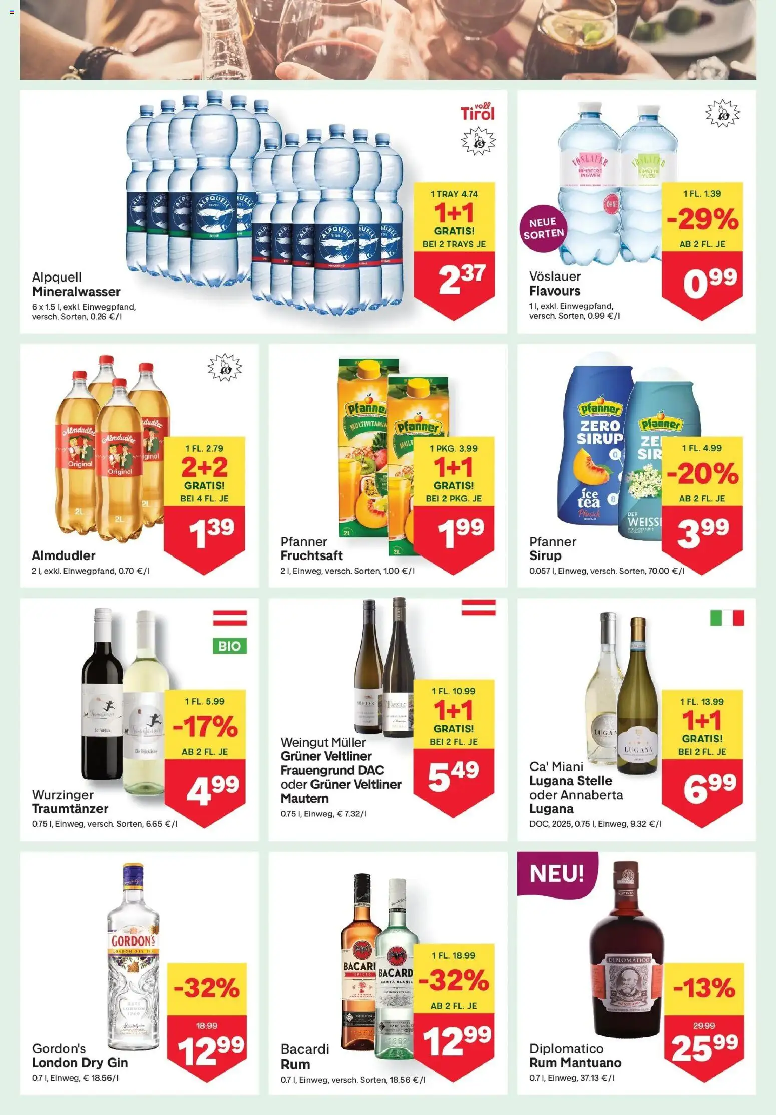 MPREIS Pfunds von 06.08.2026 - Aktuelle Angebote | Seite: 10 | Produkte: Gin, Pfirsich, Himbeere, Mineralwasser