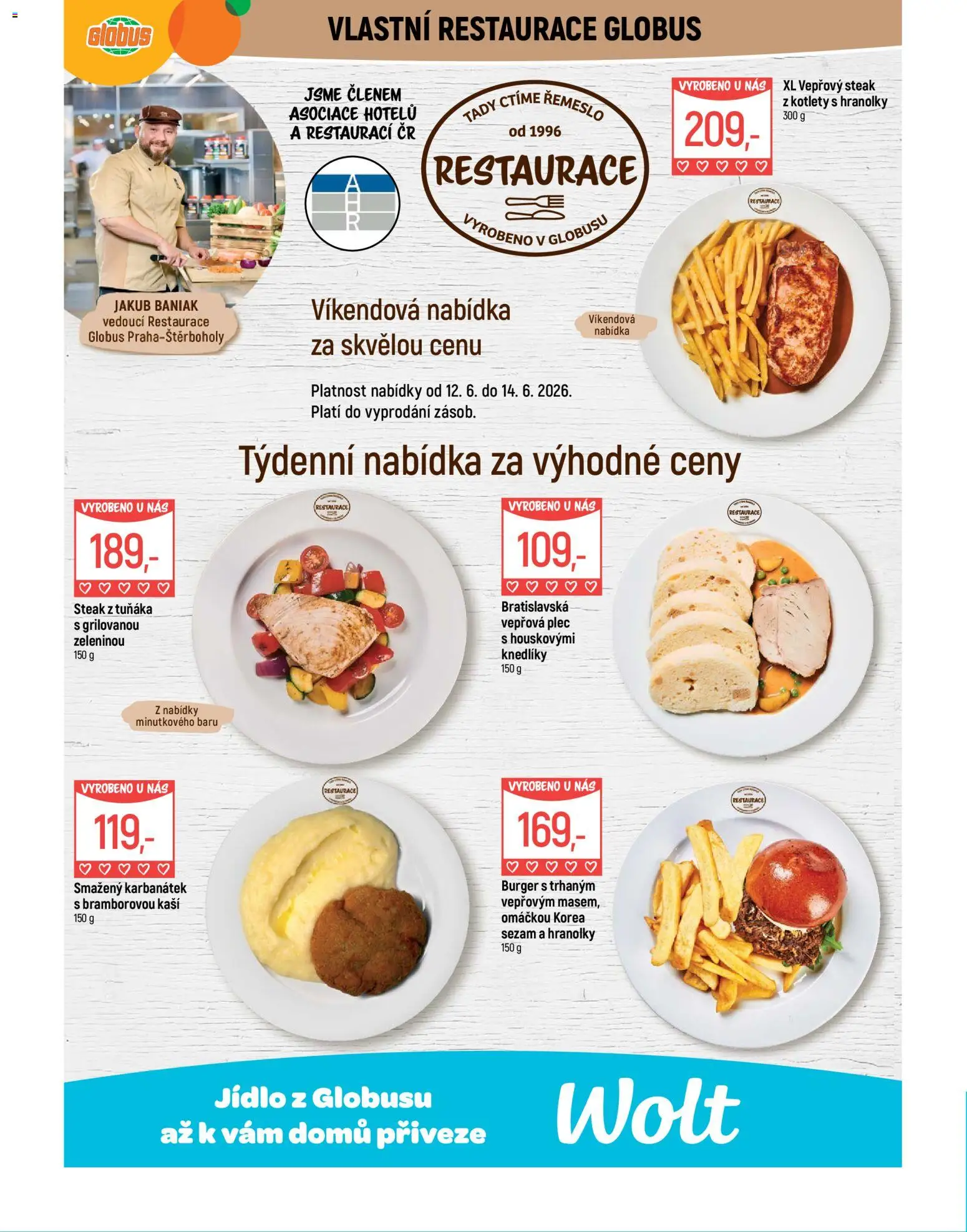 Globus leták - Praha-Štěrboholy od 10.06.2026 | Strana: 5 | Produkty: Burger, Hranolky, Steak, Vepřová plec