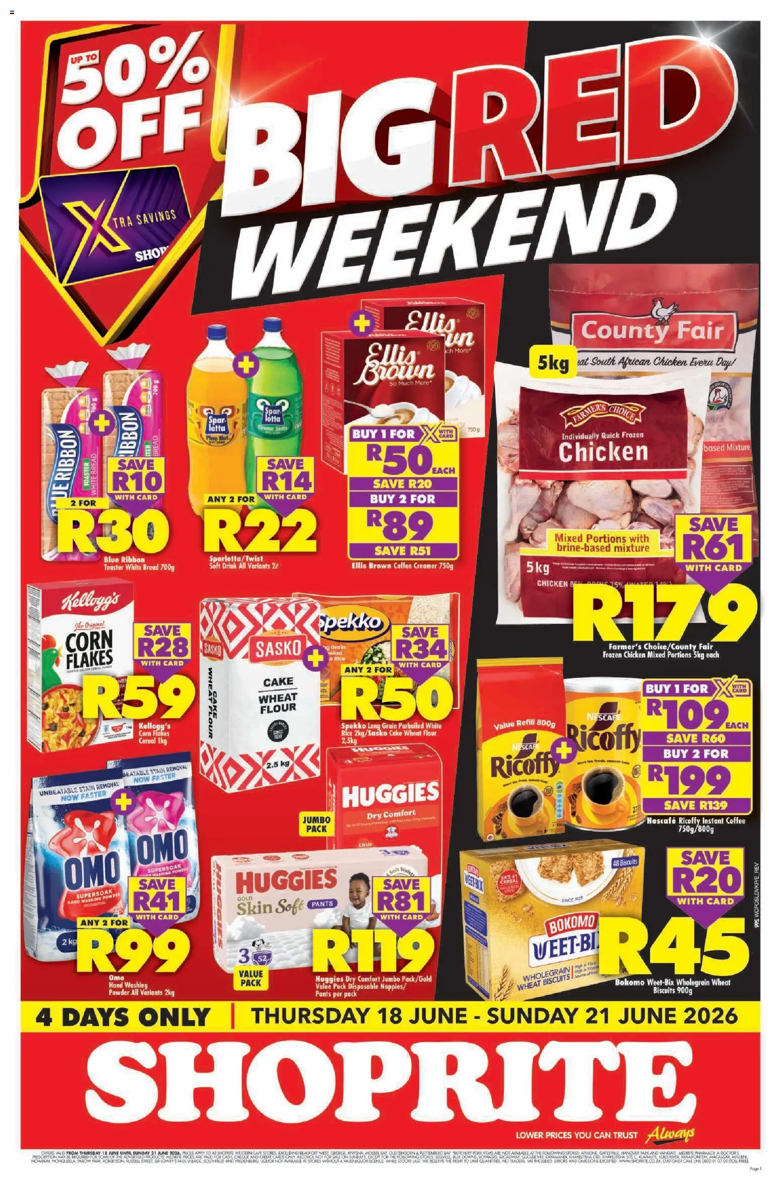 New Shoprite catalogue – valid from 18.06.2026 | Page: 1 | Products: Cake, Flour, Toaster, Estuche organizador de viaje