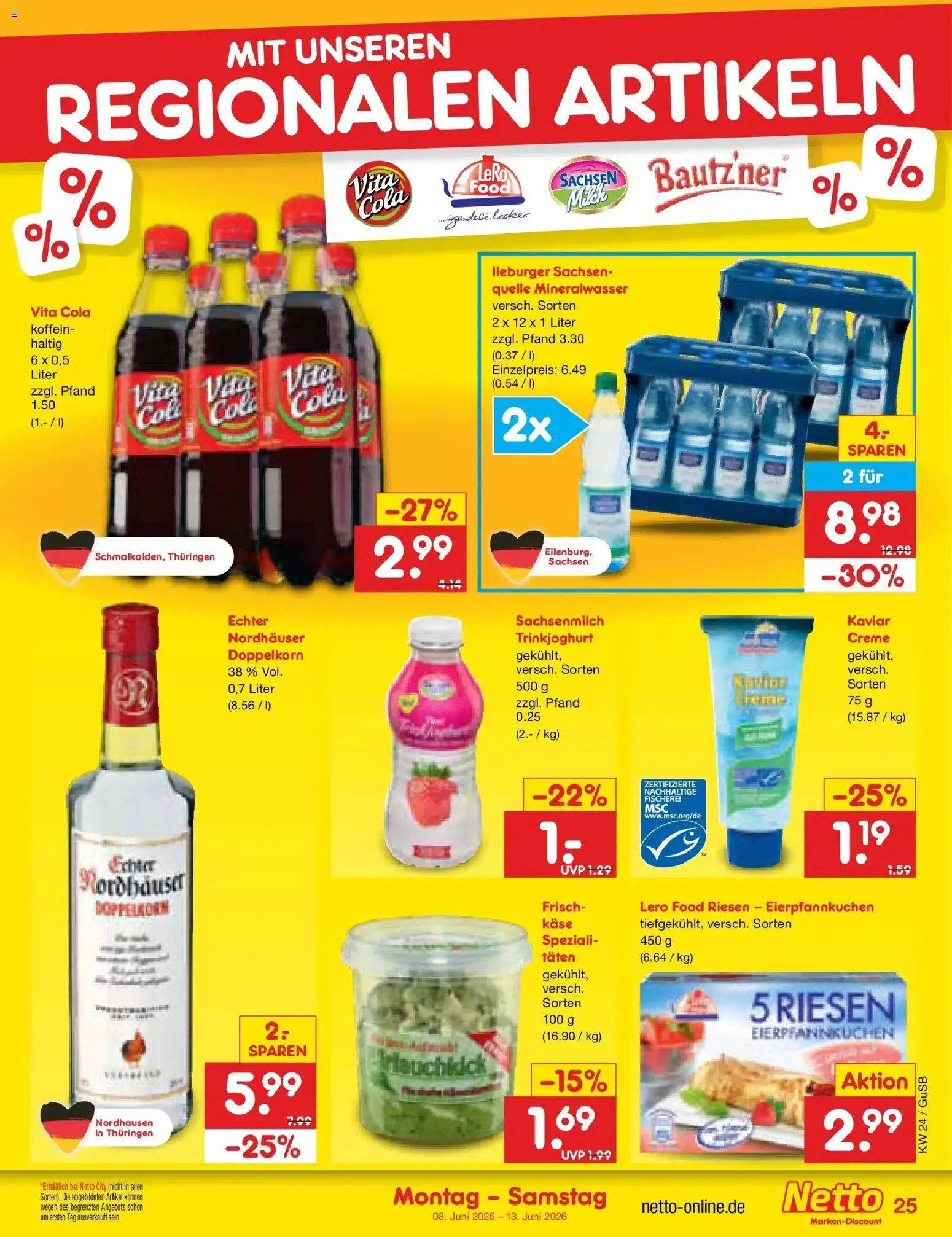 Netto Marken-Discount Prospekt Machern – gültig ab 08.06.2026 | Seite: 39 | Produkte: Käse, Creme, Trinkjoghurt, Vita cola