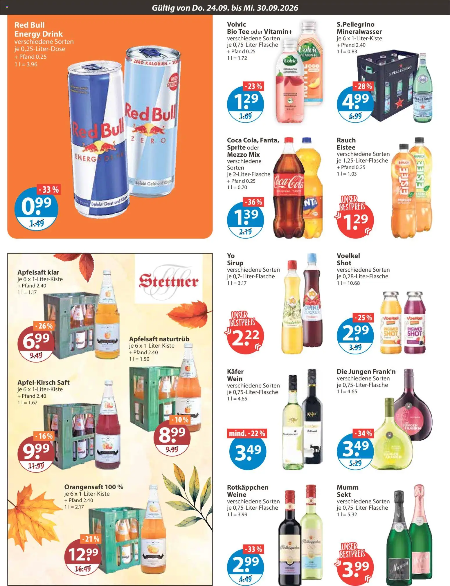 V-Markt Angebote – gültig ab 24.09.2026 | Seite: 10 | Produkte: Mezzo mix, Coca cola, Orangensaft, Volvic
