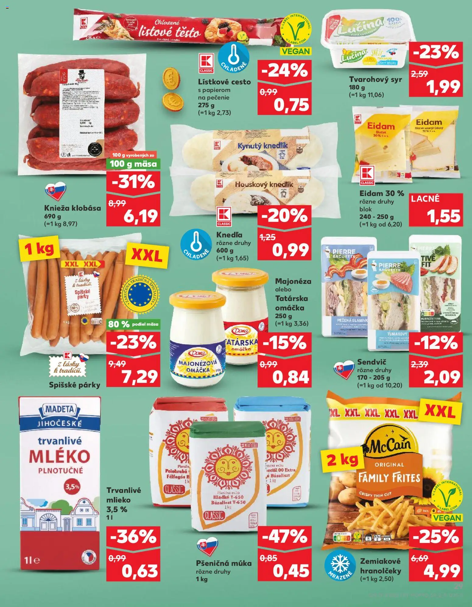 Nové Kaufland akcie – leták je platný od 28.05.2026 | Strana: 29 | Produkty: Mlieko, Klobása, Múka, Párky