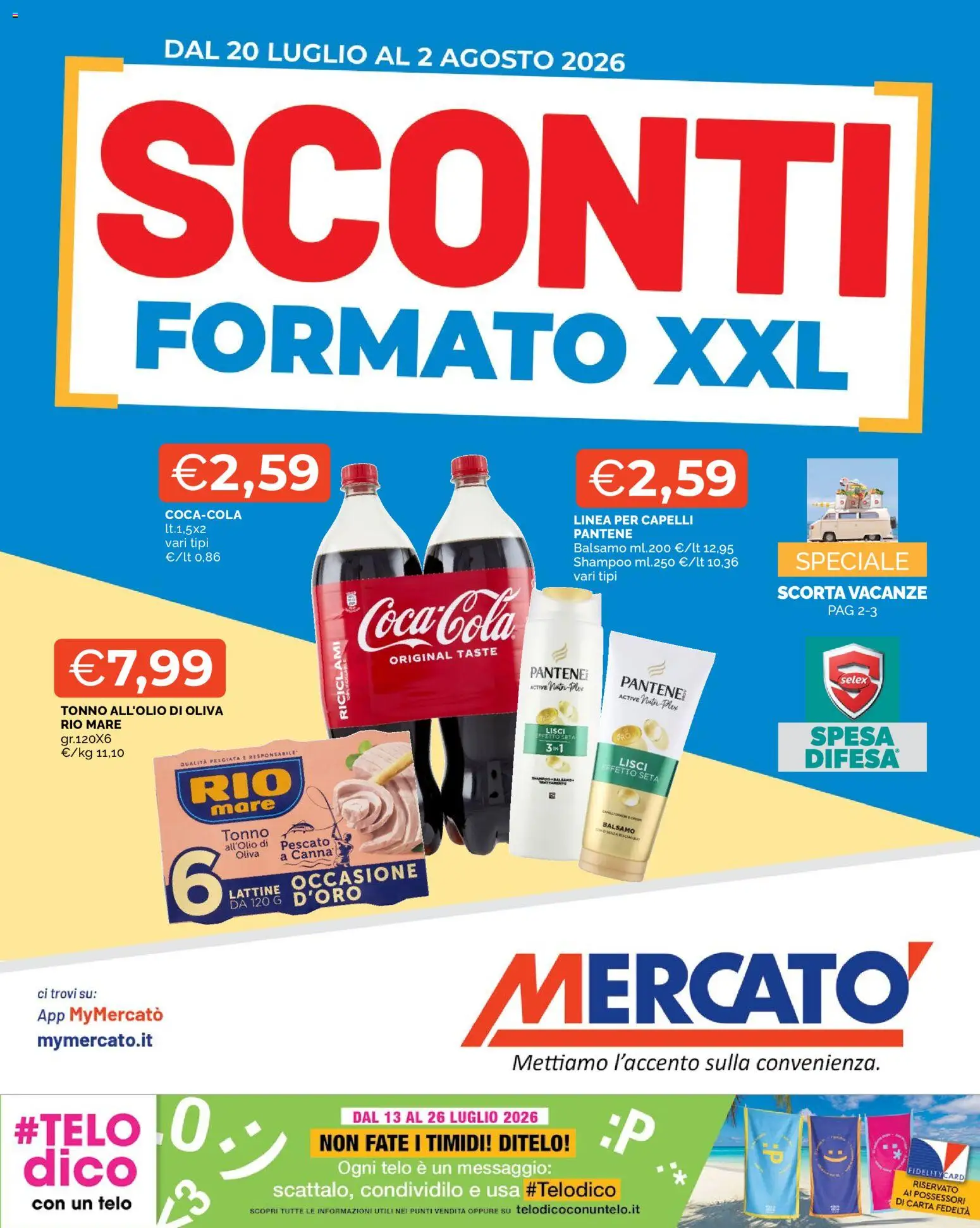 Volantino Mercatò del 20/07/2026 | Pagina: 1 | Prodotti: Shampoo, Balsamo, Tonno