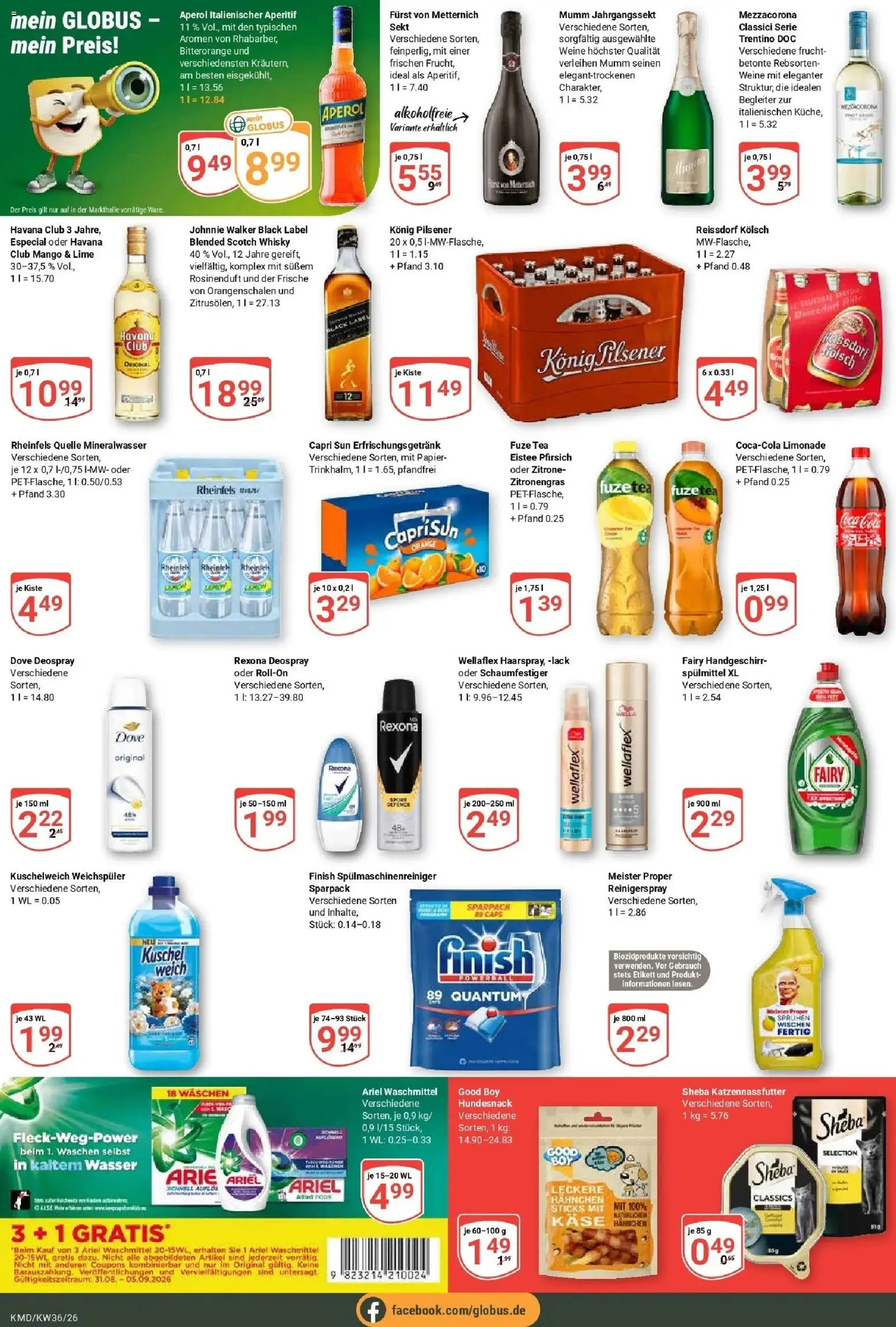 Globus Prospekt Köln (ab 31.08.2026) » Angebote online | Seite: 6 | Produkte: Hahnchen, Sekt, Weichspüler, Johnnie walker