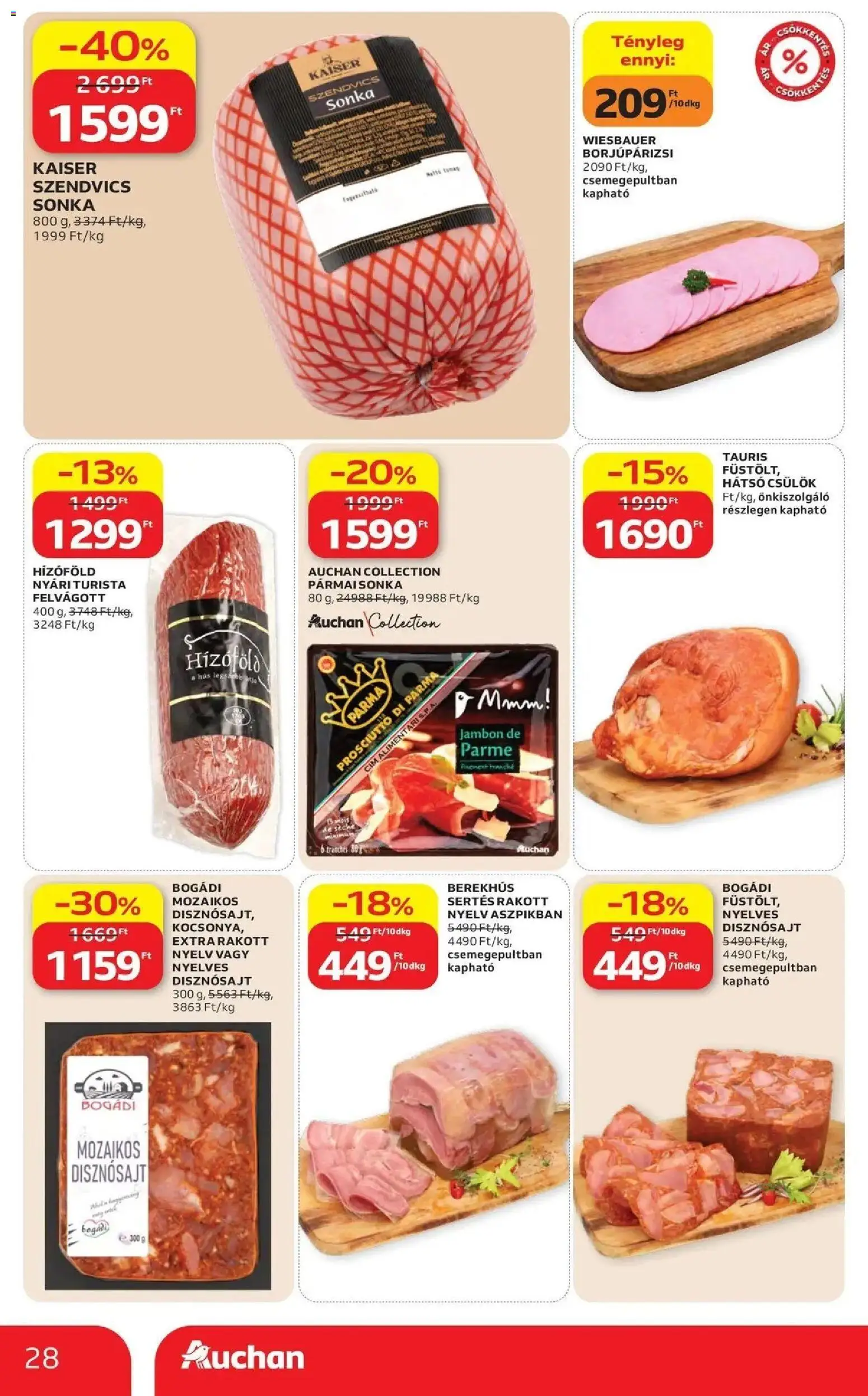 Auchan akciós ujság - amely érvényes a következő dátumtól: 07.05.2026 | Oldal: 28 | Termékek: Szendvics, Hús, Sonka, Felvágott