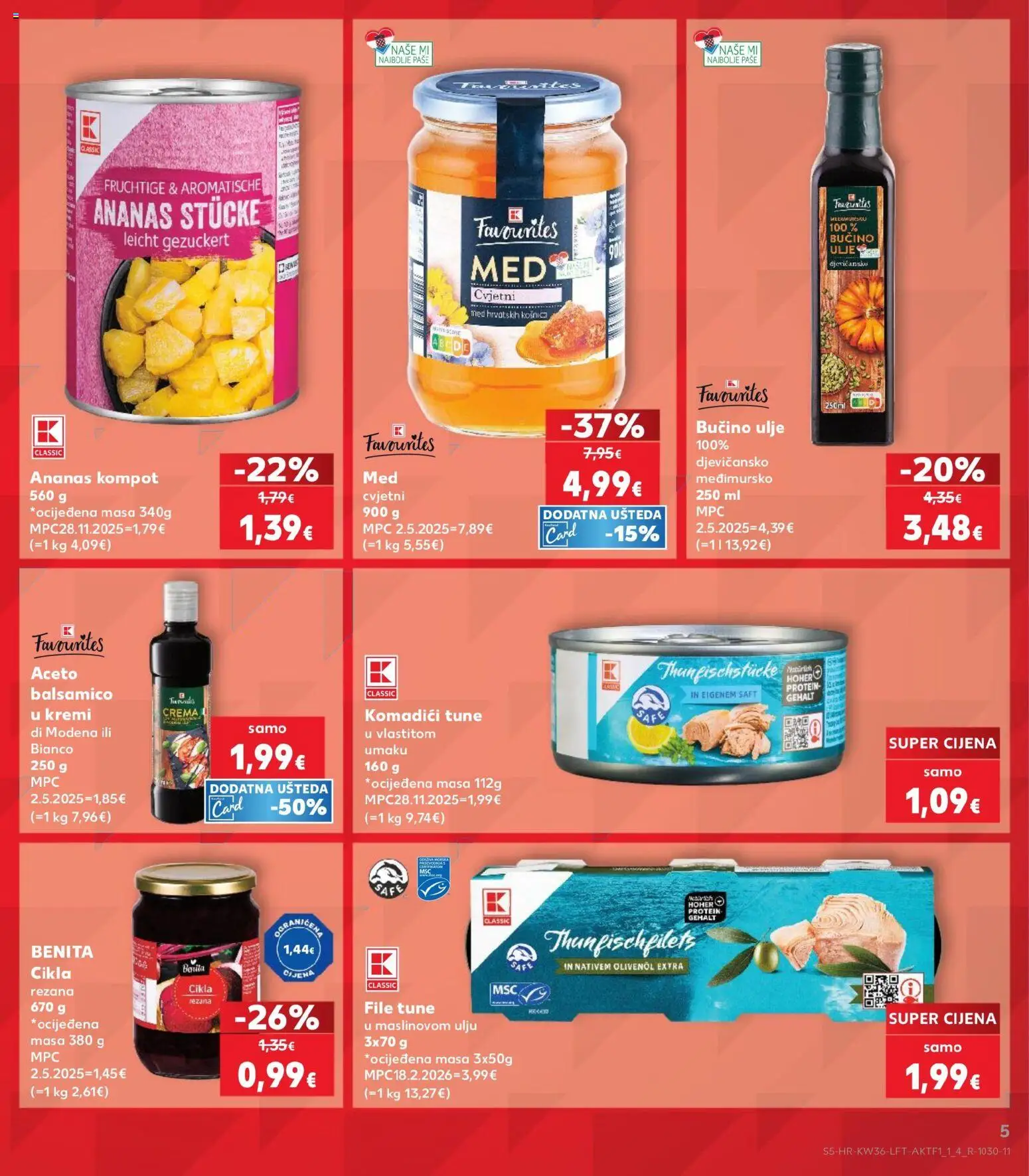 Kaufland katalog | vrijedi od 02.09.2026 | Stranica: 5 | Proizvodi: Med, Ananas, Cikla, Balsamico