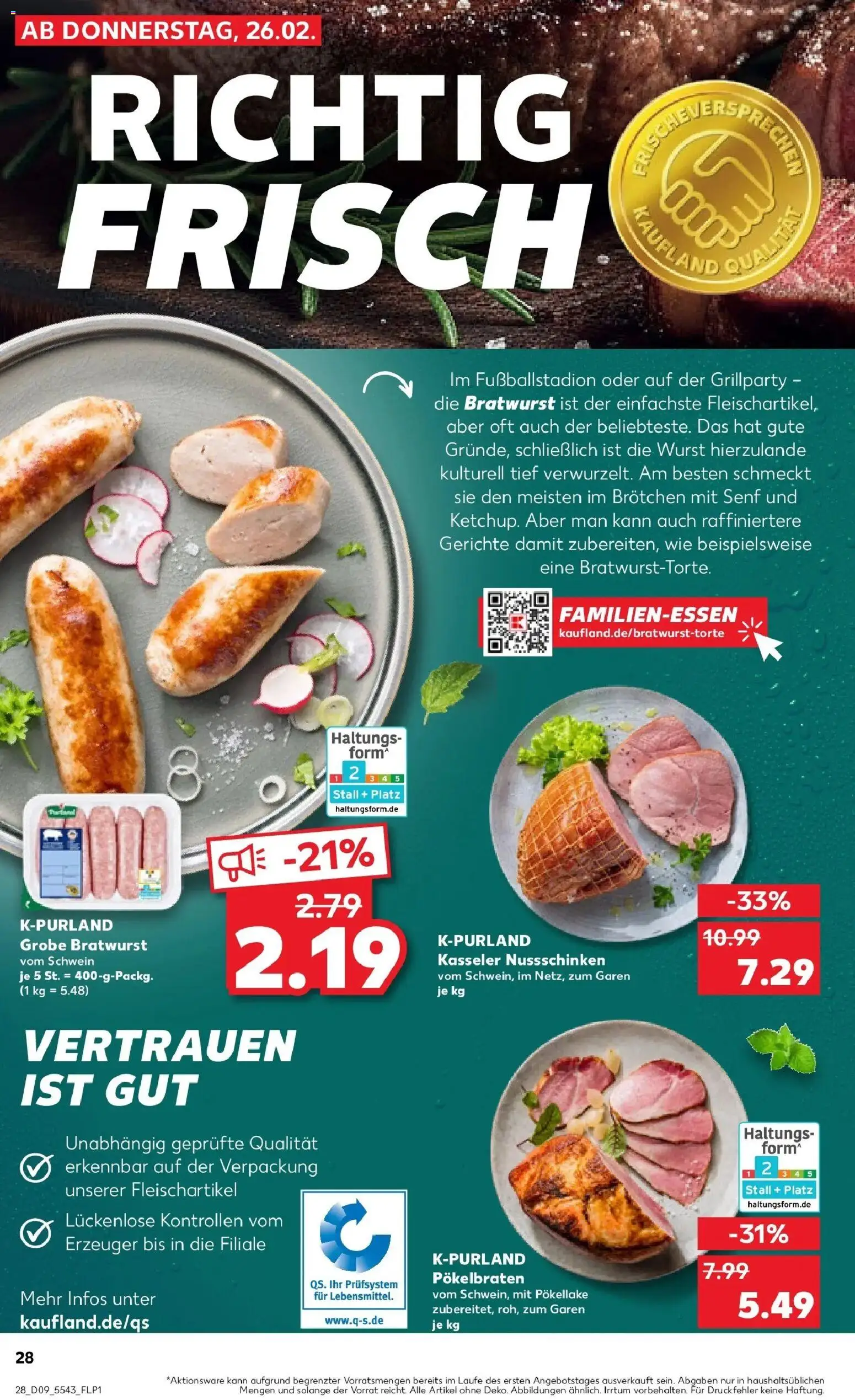Kaufland prospekt Emmerich Am Rhein	 – gültig ab 26.02.2026 | Seite: 28 | Produkte: Bratwurst, Wurst