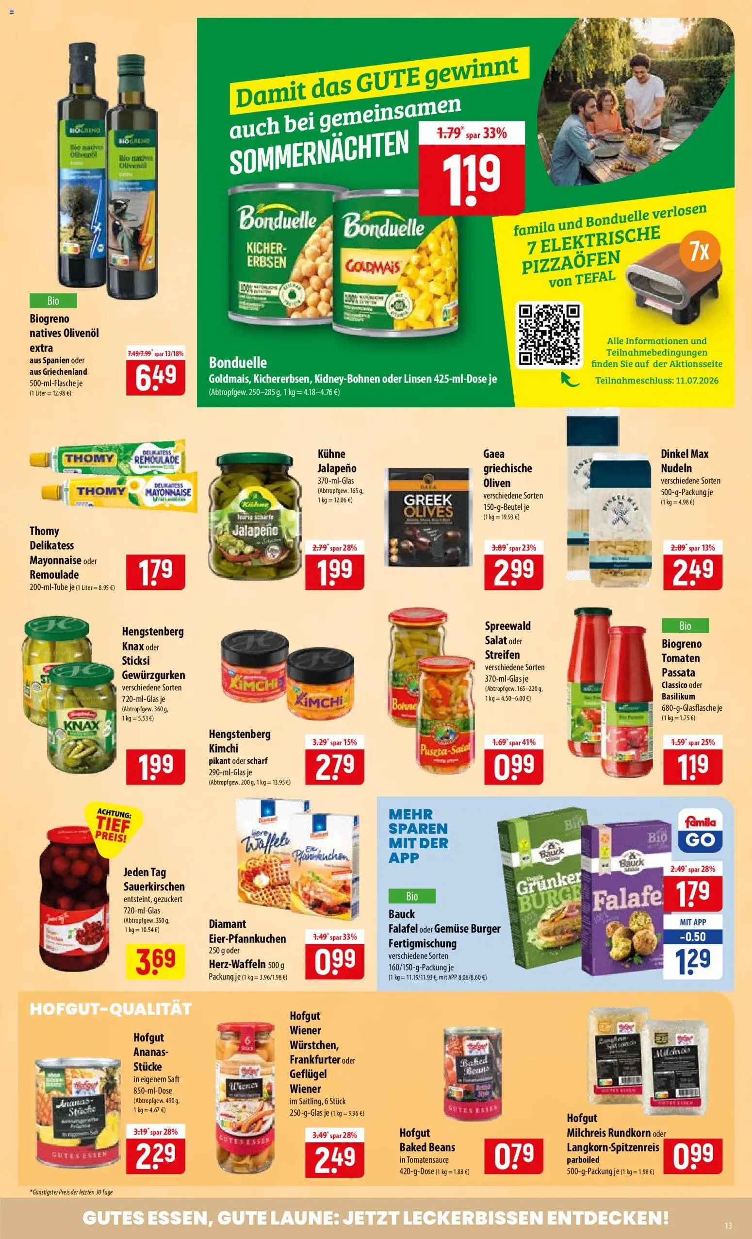 Famila Prospekt – gültig ab 29.06.2026 | Seite: 13 | Produkte: Tomaten, Nudeln, Salat, Erbsen