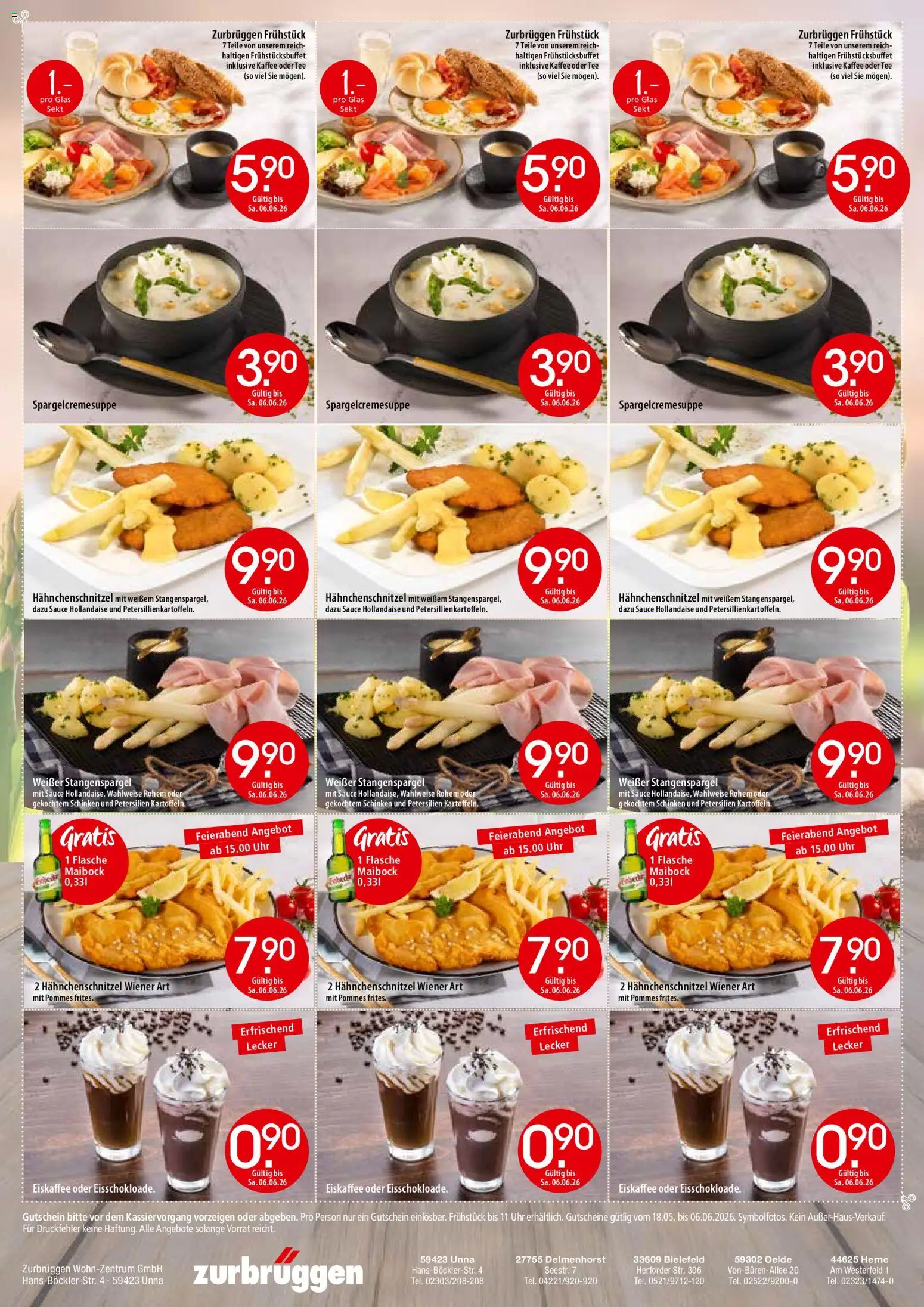 Zurbrüggen Restaurant Coupons – gültig ab 18.05.2026 | Seite: 2 | Produkte: Sekt, Schinken, Tee, Uhr
