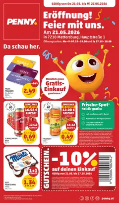 Penny Markt Eröffnung in 7210 Mattersburg ab 21.05.2026 gültig