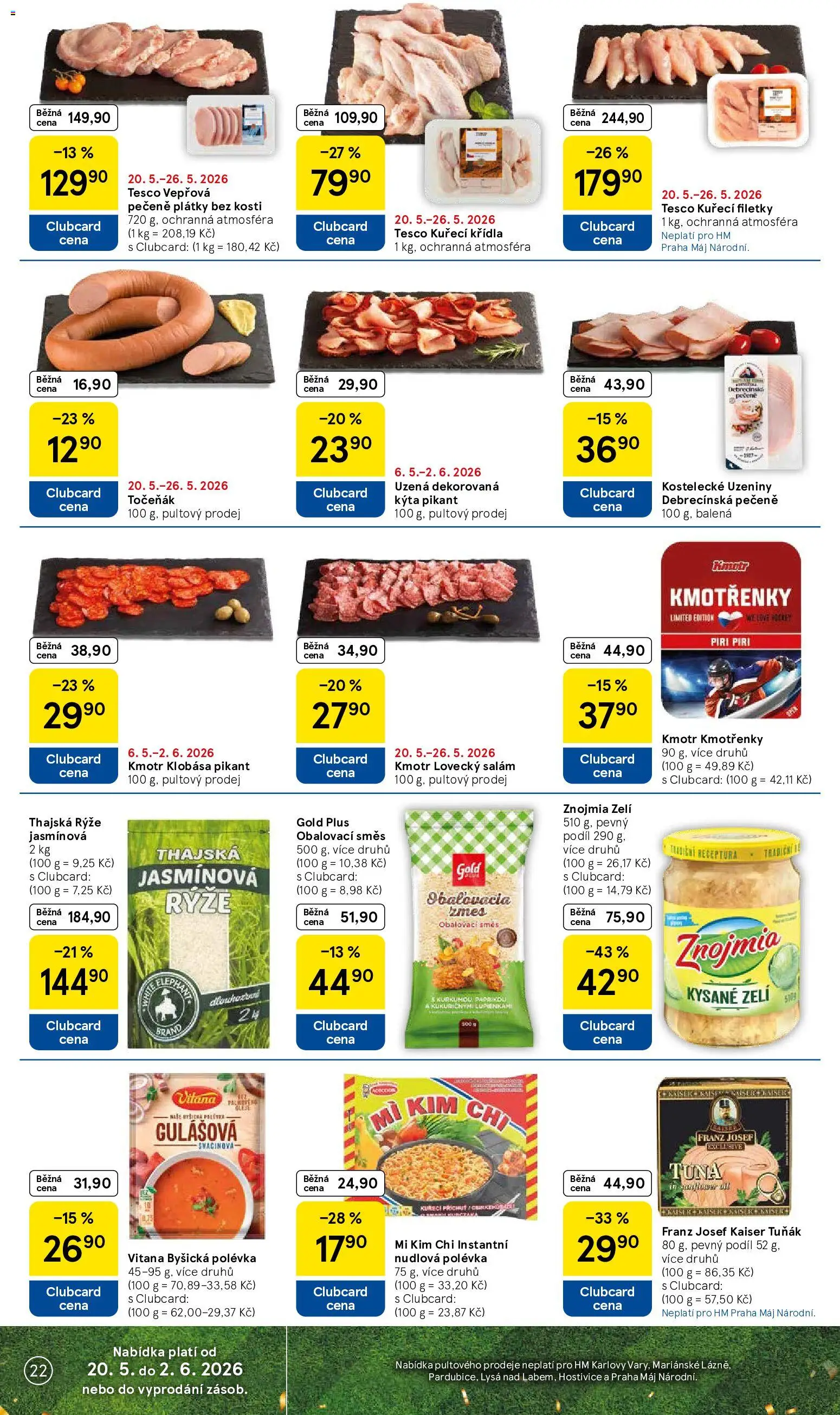 Tesco leták - Hypermarket od 20.05.2026 | Strana: 22 | Produkty: Tuňák, Vepřová pečeně, Uzeniny, Kýta