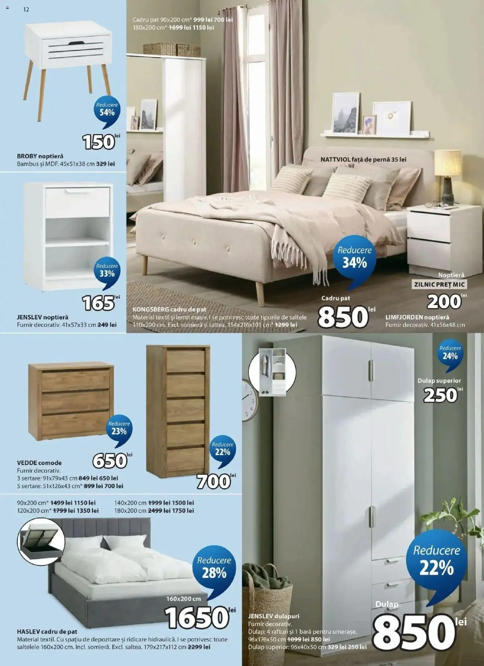 JYSK Catalog - Oferta 25.08.2026 - 23.09.2026 | Pagină: 12 | Produse: Pat, Pernă, Față de pernă, Depozitare
