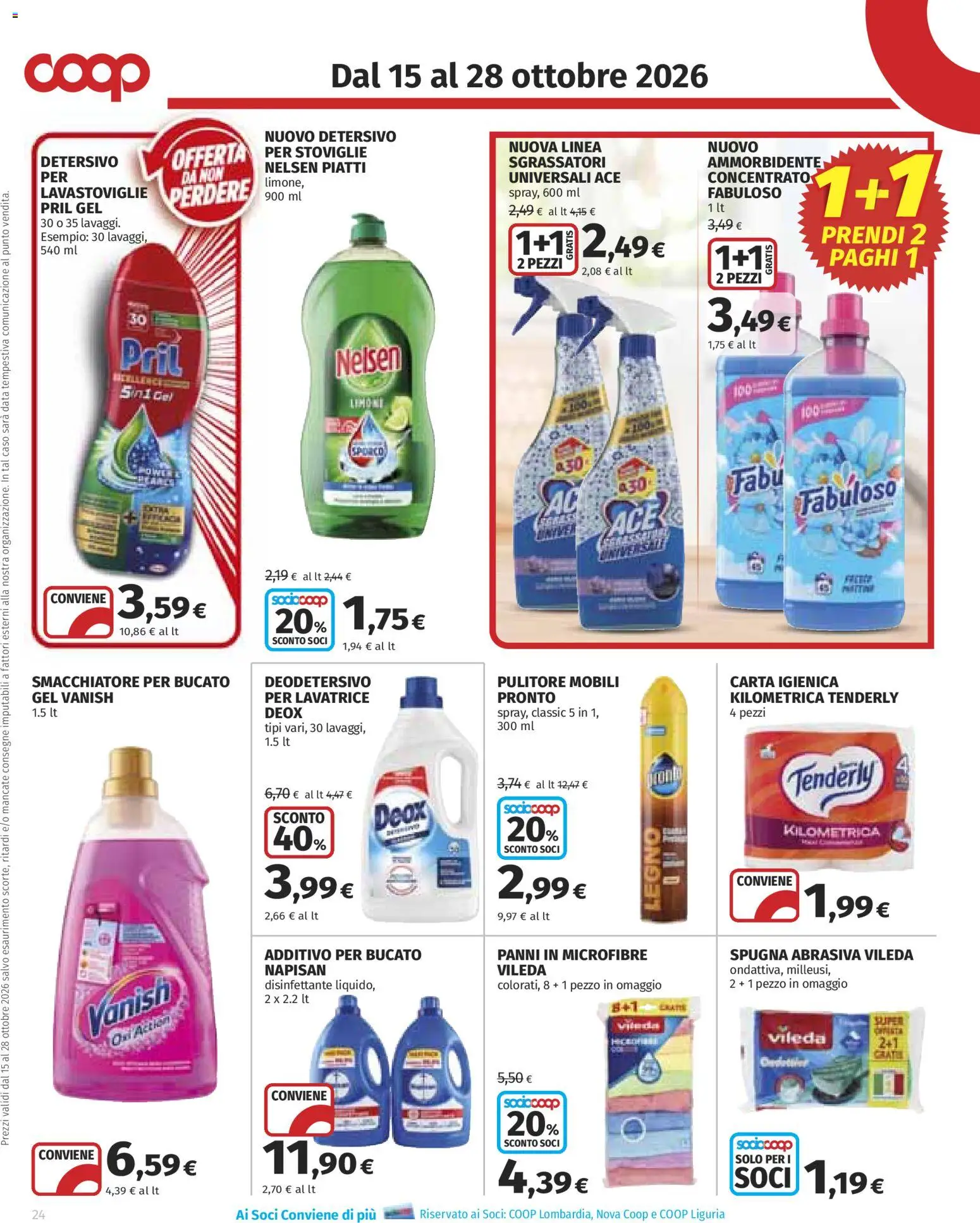 Volantino COOP del 15/10/2026 | Pagina: 24 | Prodotti: Lavatrice, Lavastoviglie, Data, Panni