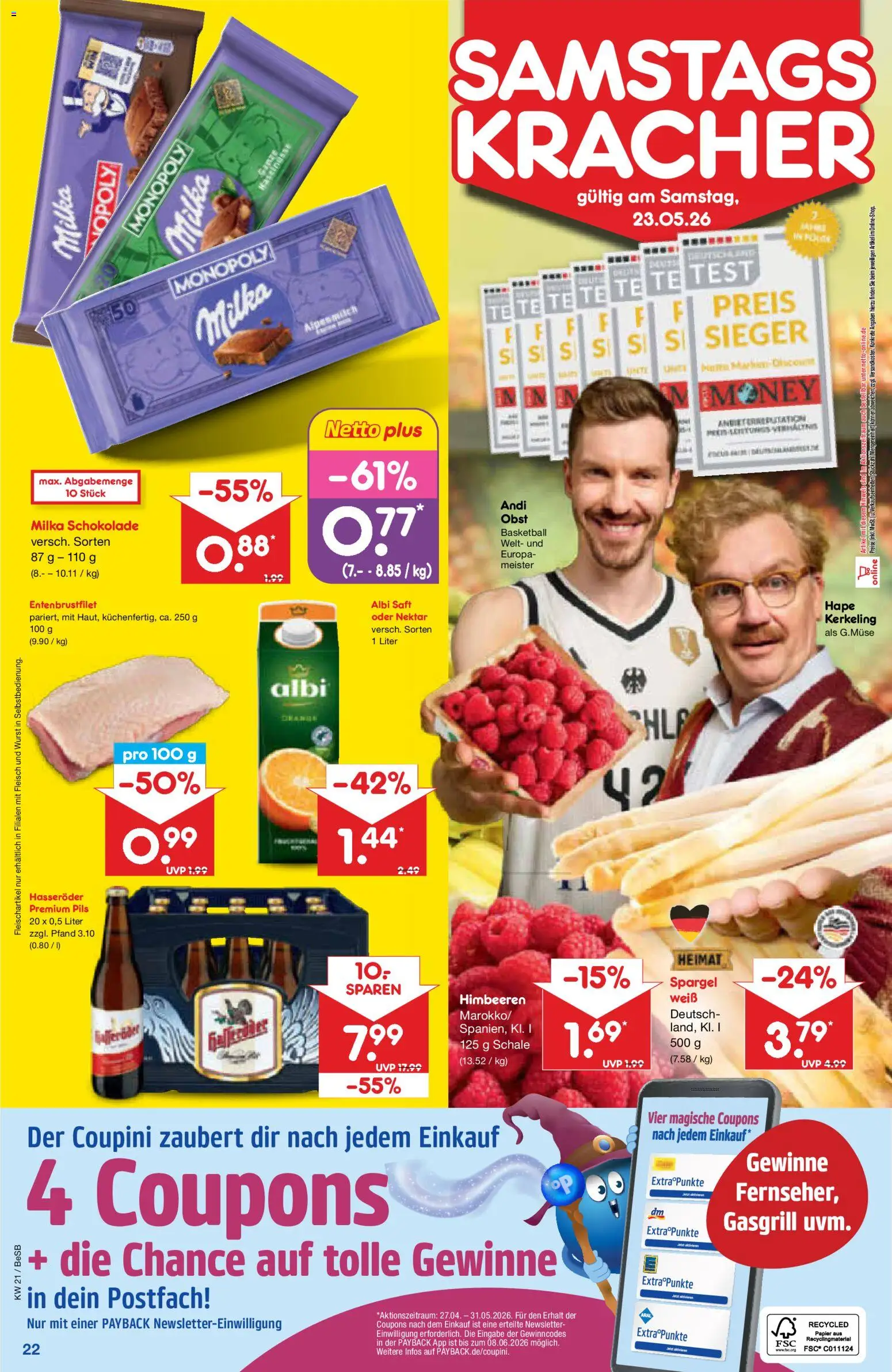 Netto Marken-Discount Prospekt 	 – gültig ab 18.05.2026 | Seite: 24 | Produkte: Pils, Milka, Obst, Basketball