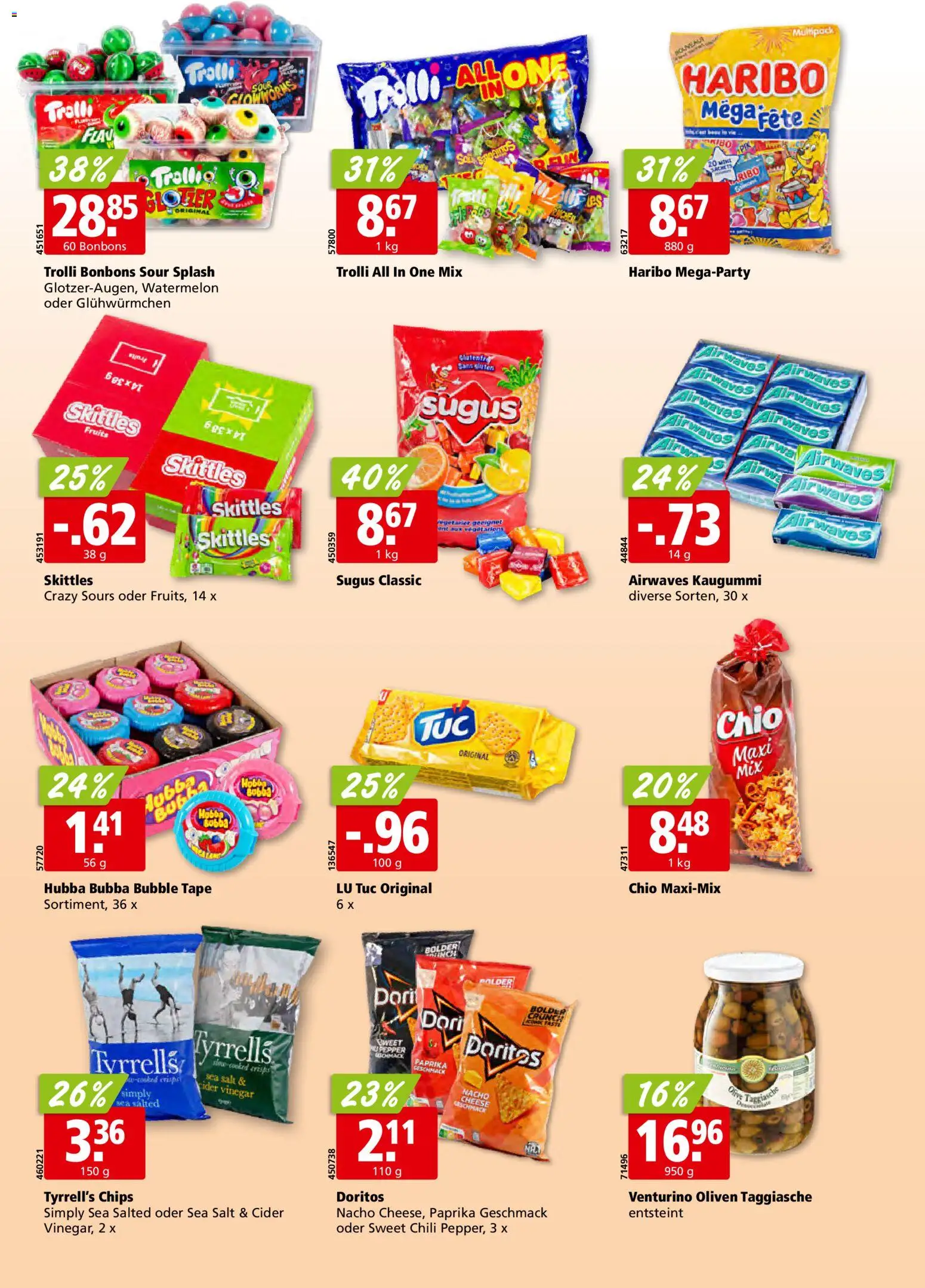 Aligro aktionen Schlieren, Gossau SG, Frauenfeld, Rapperswil-Jona, Sargans, Bern – gültig ab 19.10.2026 | Seite: 20 | Produkte: Kaugummi, Paprika, Chili, Chips