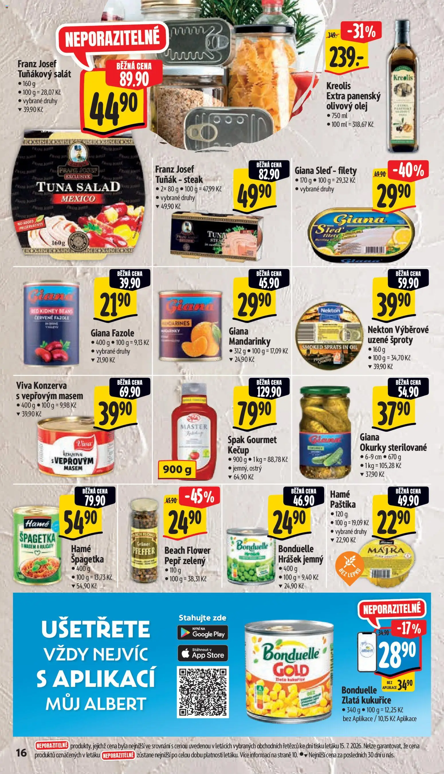 Albert leták - Hypermarket od 22.07.2026 | Strana: 26 | Produkty: Olej, Sleď, Fazole, Tuňák steak