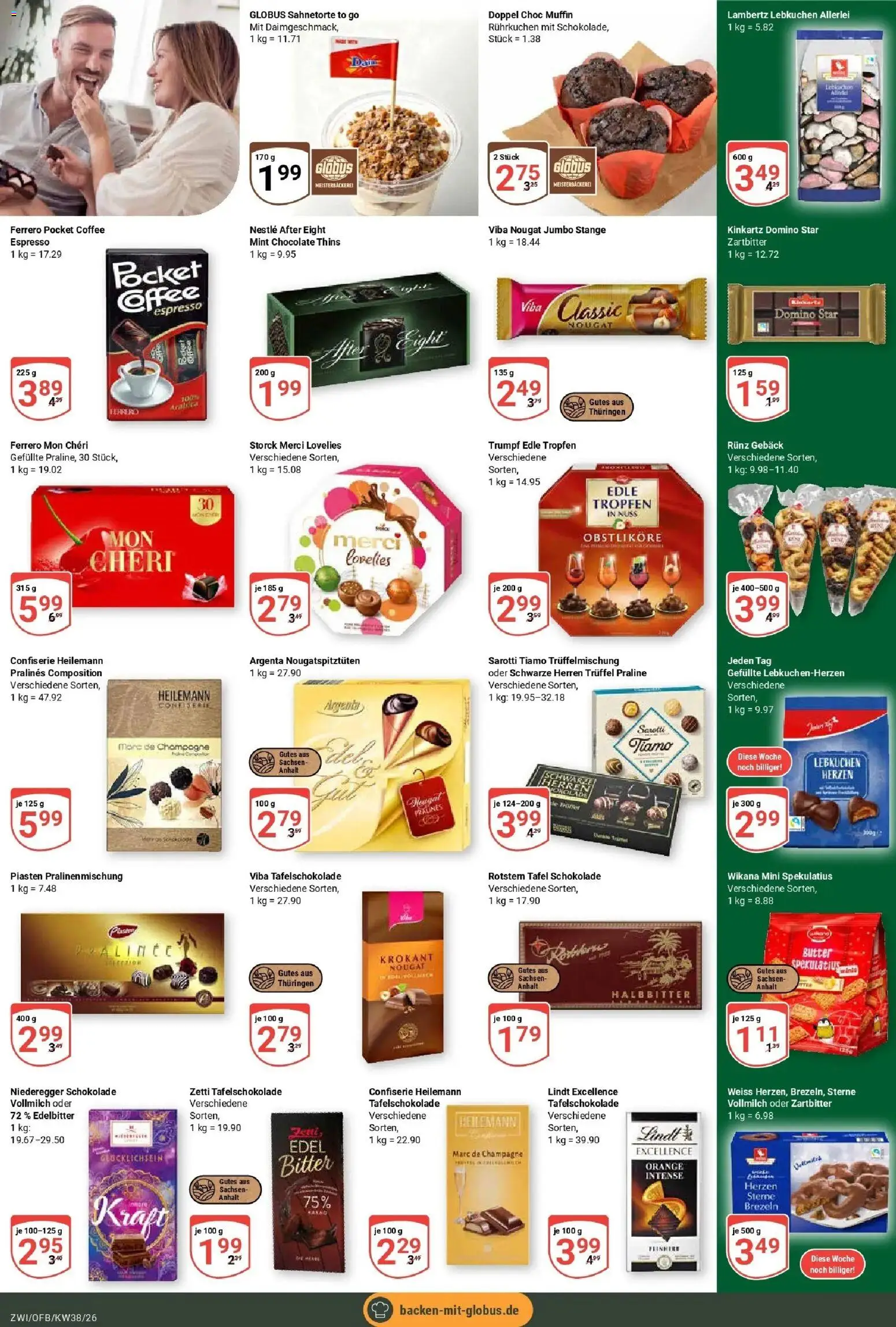 Globus Prospekt Zwickau (ab 14.09.2026) » Angebote online | Seite: 18 | Produkte: Butter, Schokolade, Lindt, Mon cheri