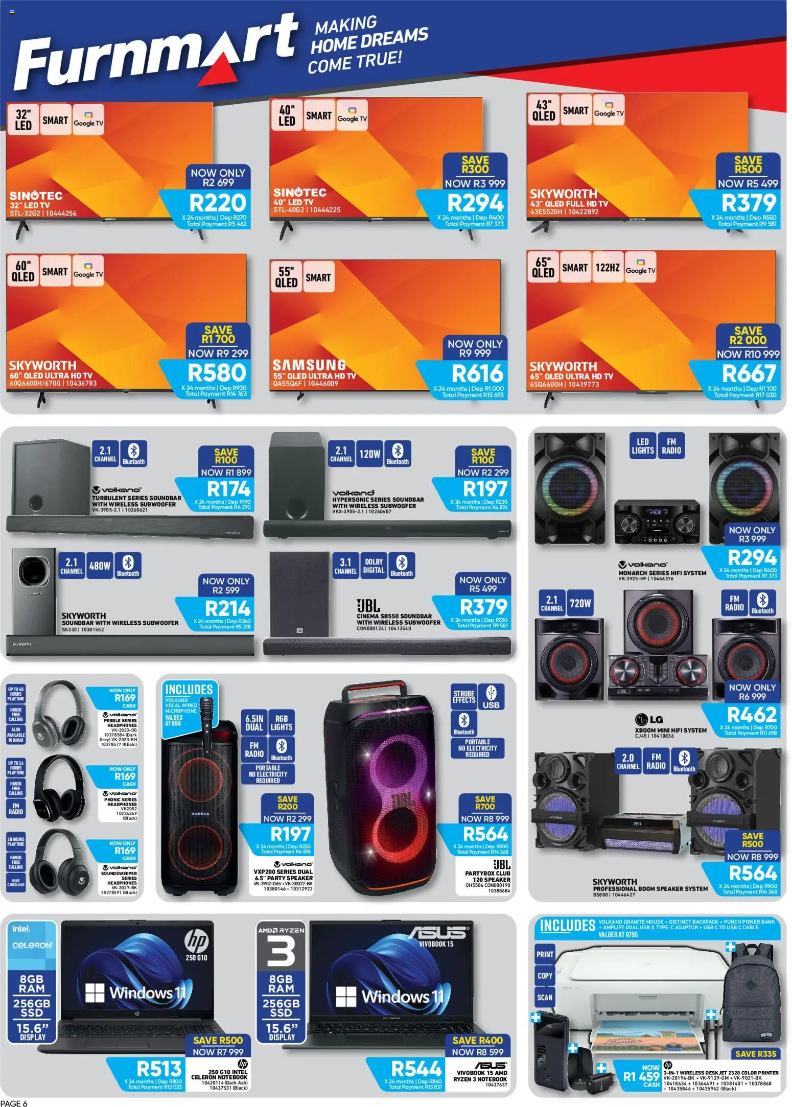New Furnmart catalogue – valid from 11.05.2026 | Page: 6 | Products: Notebook, Backpack, Desk, Subwoofer