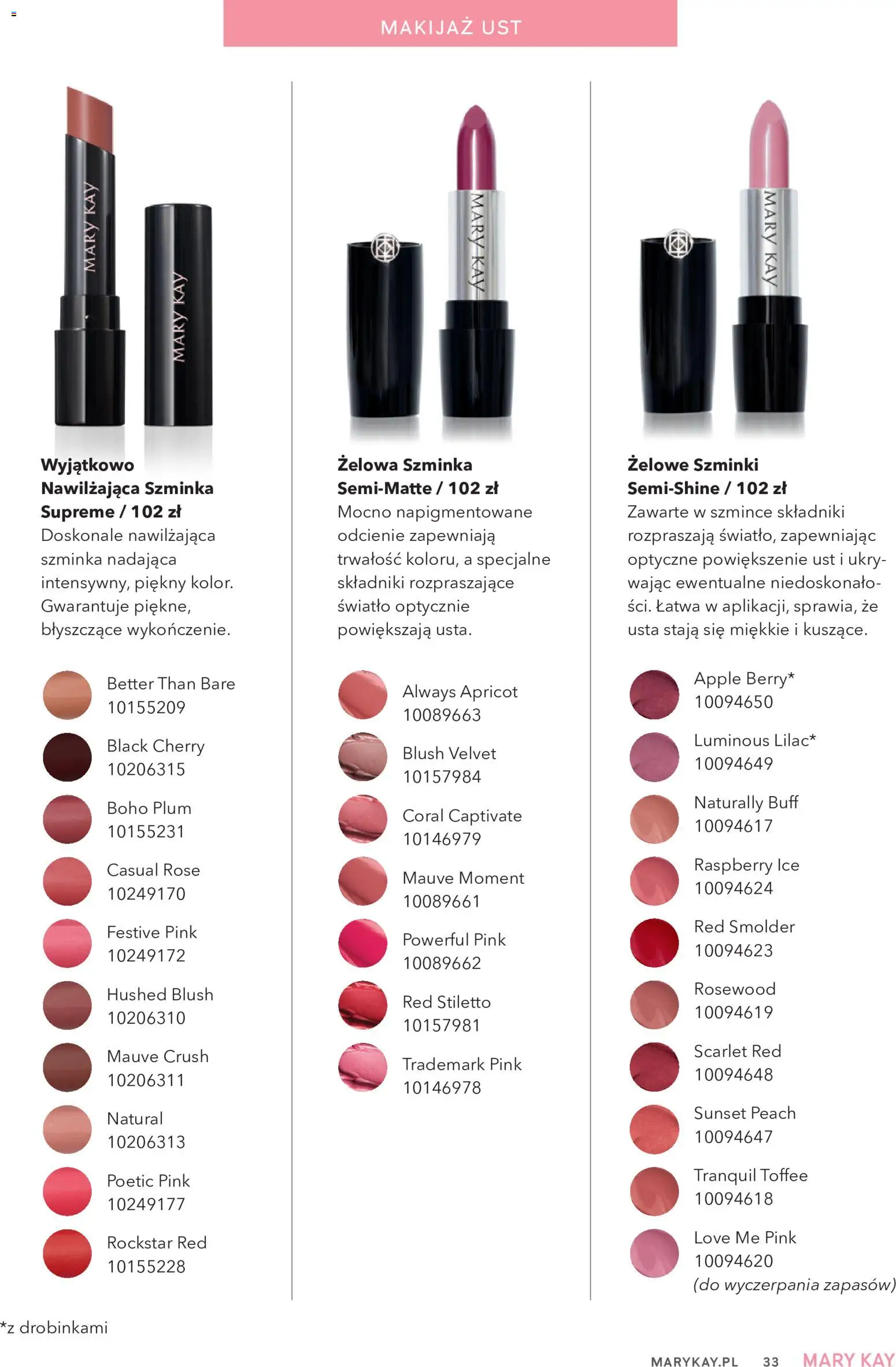 Mary Kay Katalog od 05.10.2026 | Strona: 33 | Produkty: Makijaż, Szminka