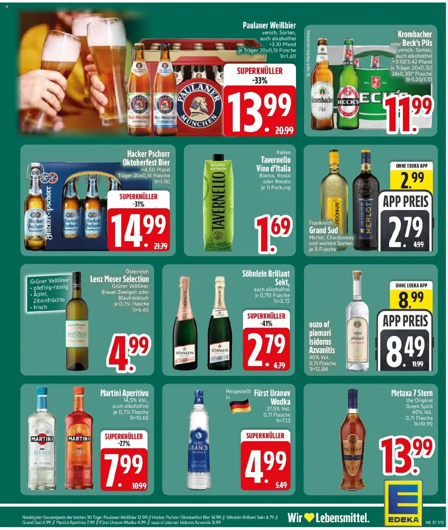 Edeka Prospekt Haar (ab 07.09.2026) » Angebote Online | Seite: 15 | Produkte: Bier, Merlot, Metaxa, Paulaner