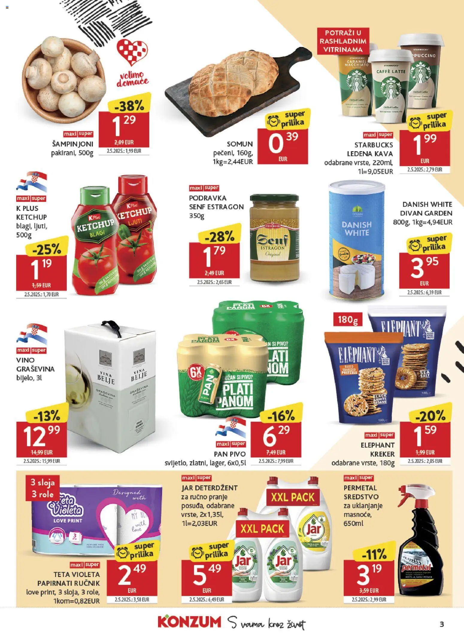 Konzum katalog | vrijedi od 22.07.2026 | Stranica: 3 | Proizvodi: Somun, Kava, Jar, Pan