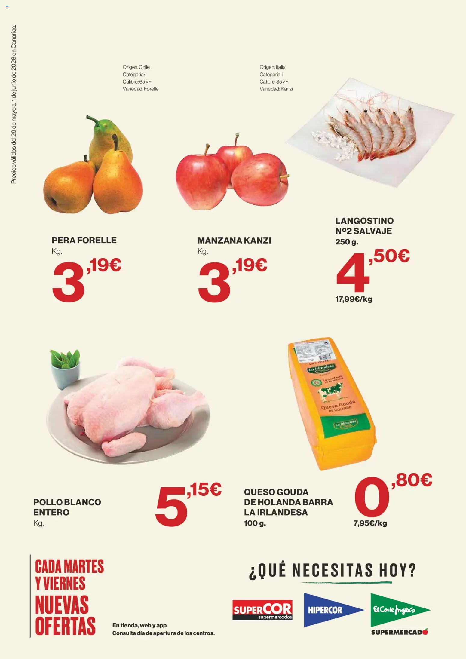 Supercor Canarias │ válido desde el 29.05.2026 | Página: 2 | Productos: Queso, Manzana, Queso Gouda, Langostino