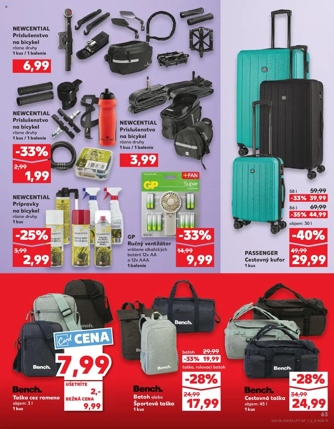 Nové Kaufland akcie – leták je platný od 05.06.2025 | Strana: 63 | Produkty: Ventilátor, Batoh, Cestovná taška