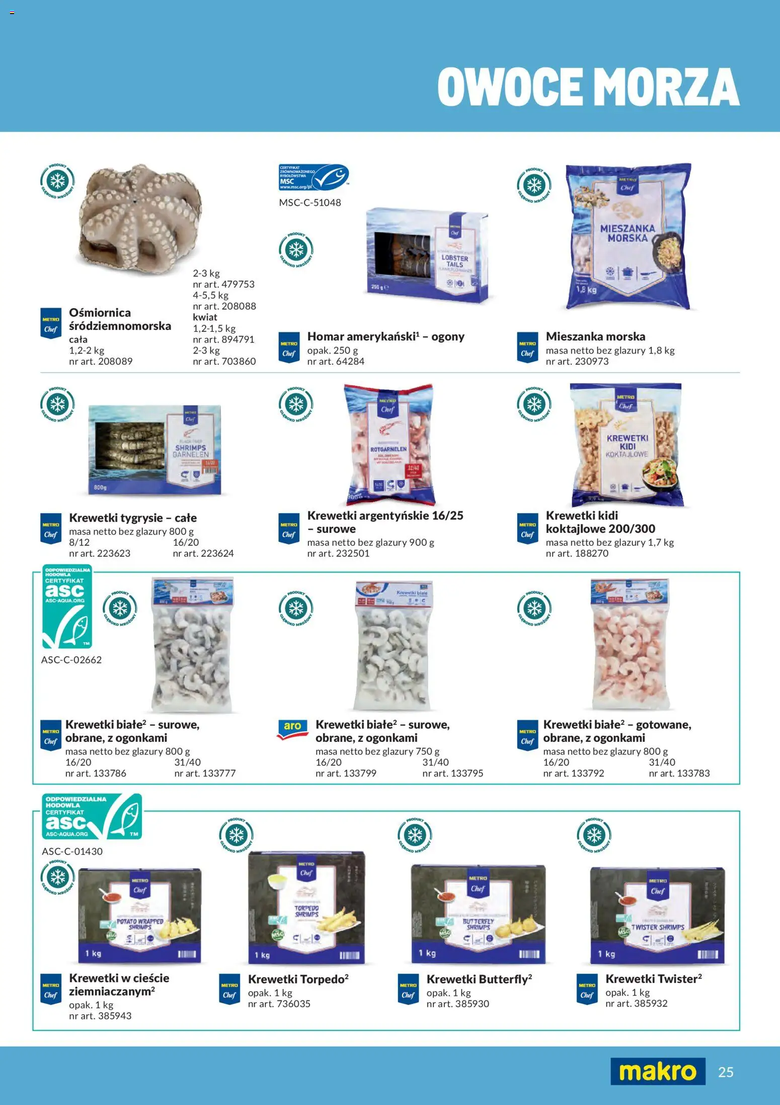 Makro gazetka - Produktów marek własnych dla profesjonalnej Gastronomii od 01.03.2026 | Strona: 25 | Produkty: Krewetki, Krewetki białe, Owoce, Owoce morza