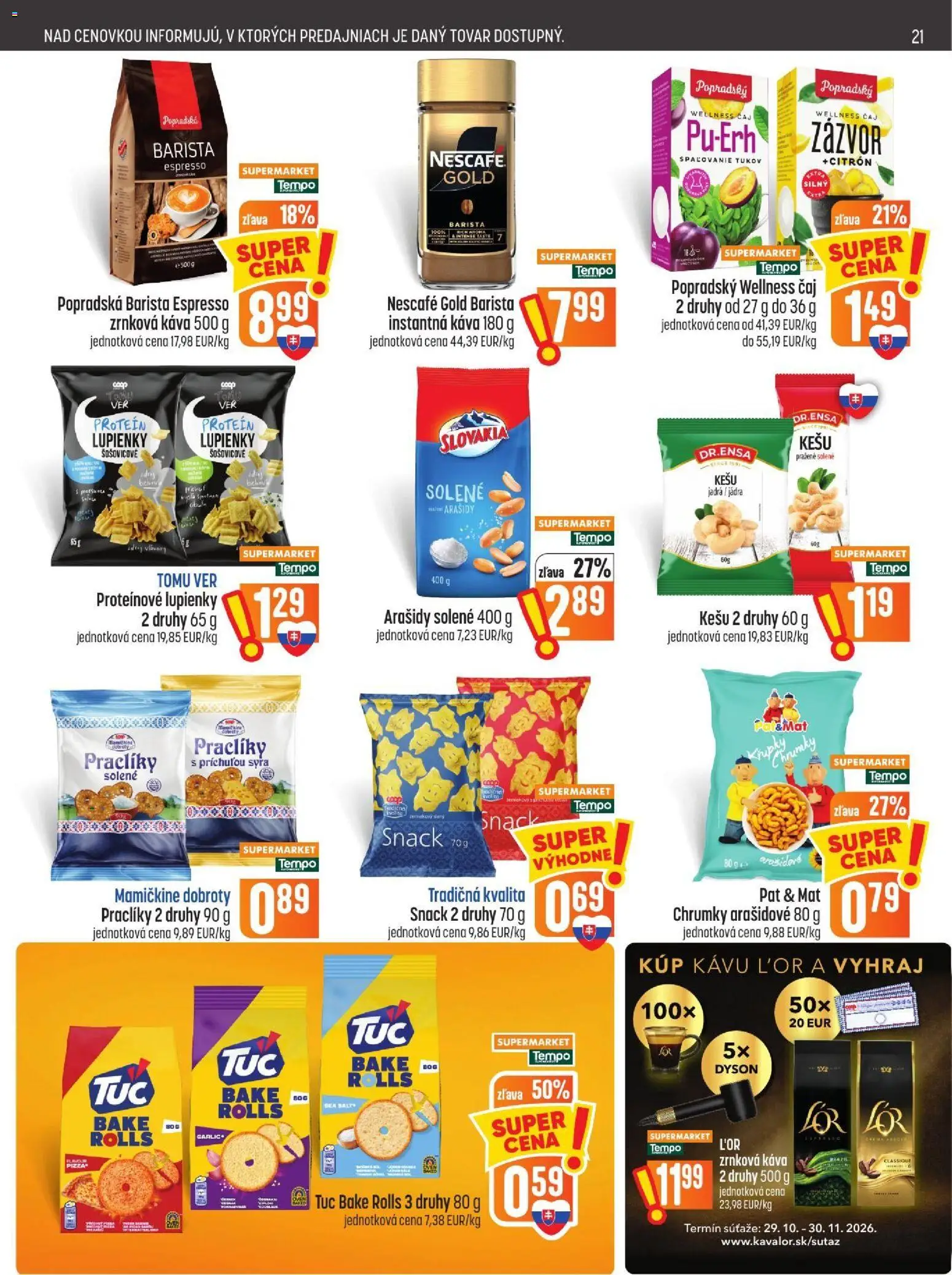 Nové COOP Jednota akcie – leták je platný od 29.10.2026 | Strana: 21 | Produkty: Zázvor, Barista, Čaj, Kešu
