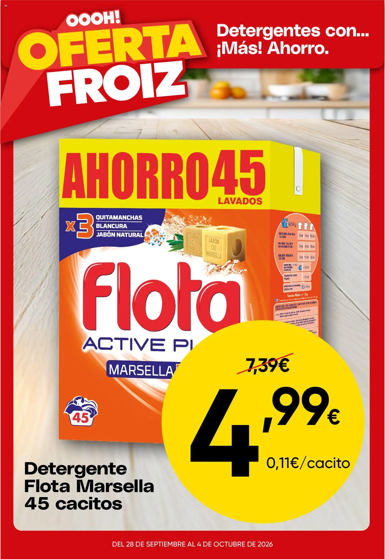 Froiz Oferta semanal │ válido desde el 28/09/2026 | Página: 4 | Productos: Jabón, Quitamanchas, Detergente, Agua