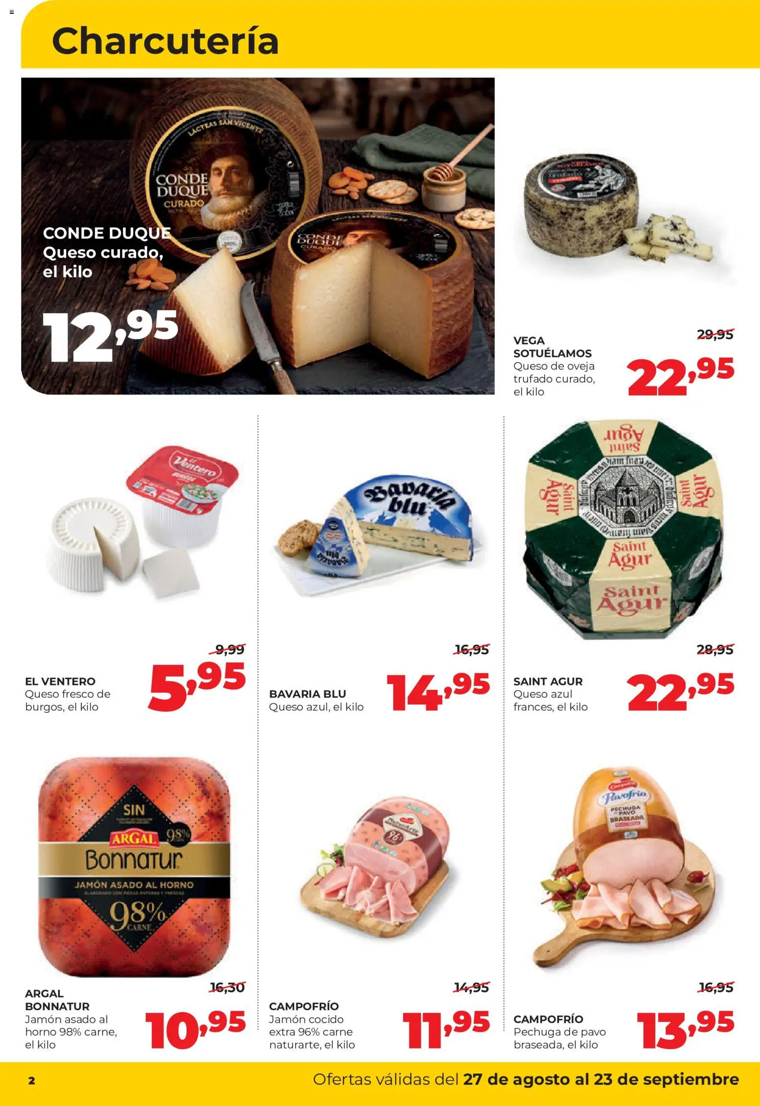 Alimerka folleto Asturias │ válido desde el 27/08/2026 | Página: 2 | Productos: Jamón, Horno, Pavo, Queso azul