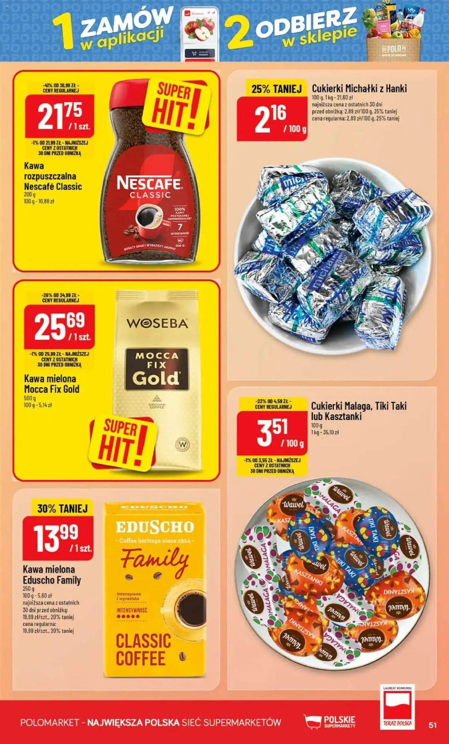 Nowa POLOmarket gazetka od jutra 09.09.2026 | Strona: 51 | Produkty: Nescafe, Kawa, Cukierki, Kawa mielona