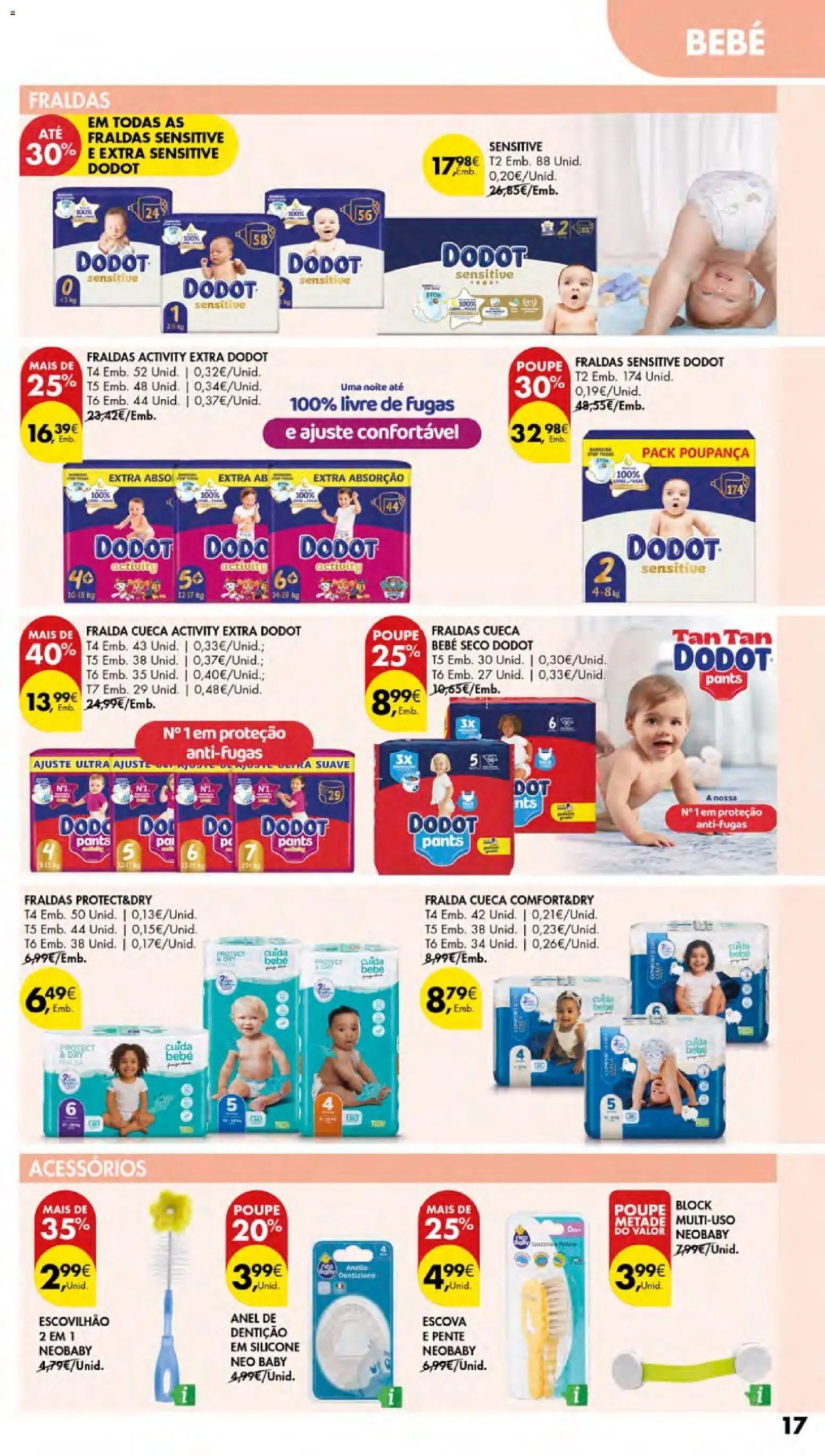 Pingo Doce Cuidados Pessoais e para o Lar │ válido de 24/09/2026 | Página: 17 | Produtos: Fraldas, Pente, Anel