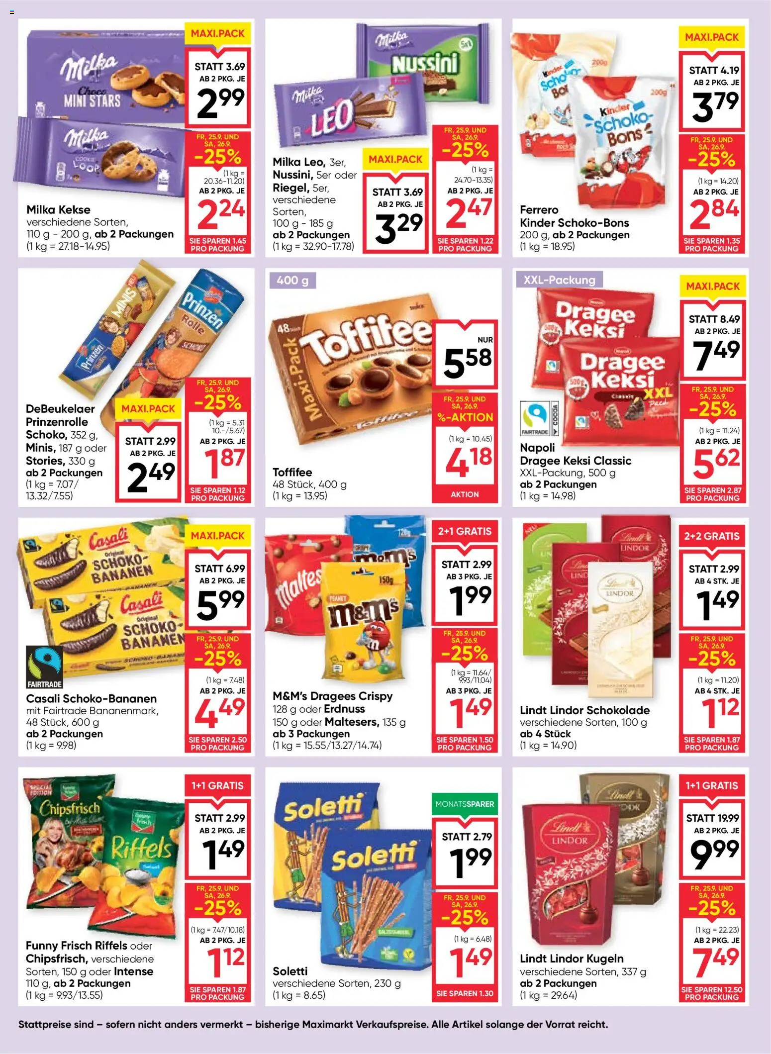 Maximarkt Flugblatt gültig ab 24.09.2026 | Seite: 12 | Produkte: Kekse, Schokolade, Bananen