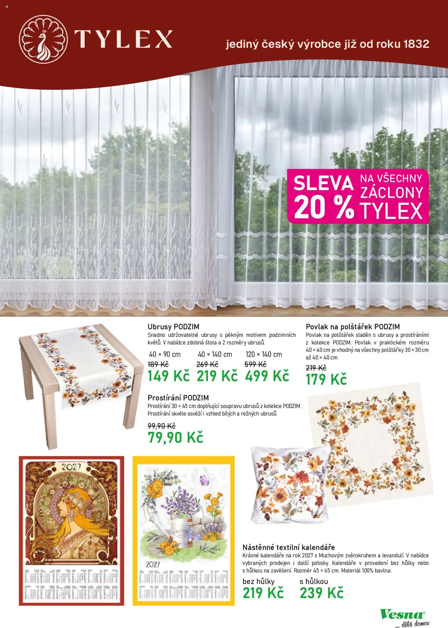 Vesna leták od 12.10.2026 | Strana: 7 | Produkty: Polštářky, Záclony, Prostírání