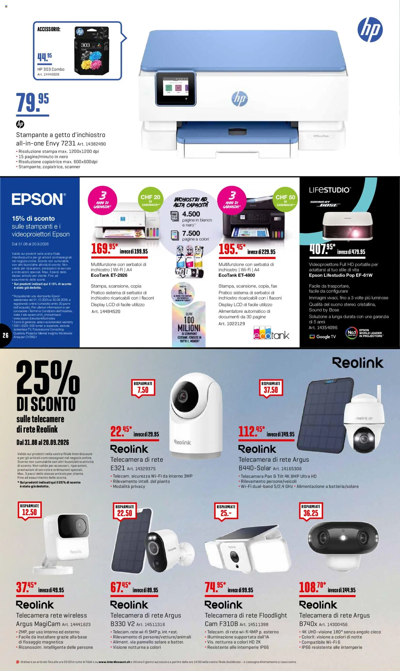 Interdiscount aktionen Offerti – gültig ab 07.09.2026 | Seite: 26 | Produkte: TV, HP, Epson