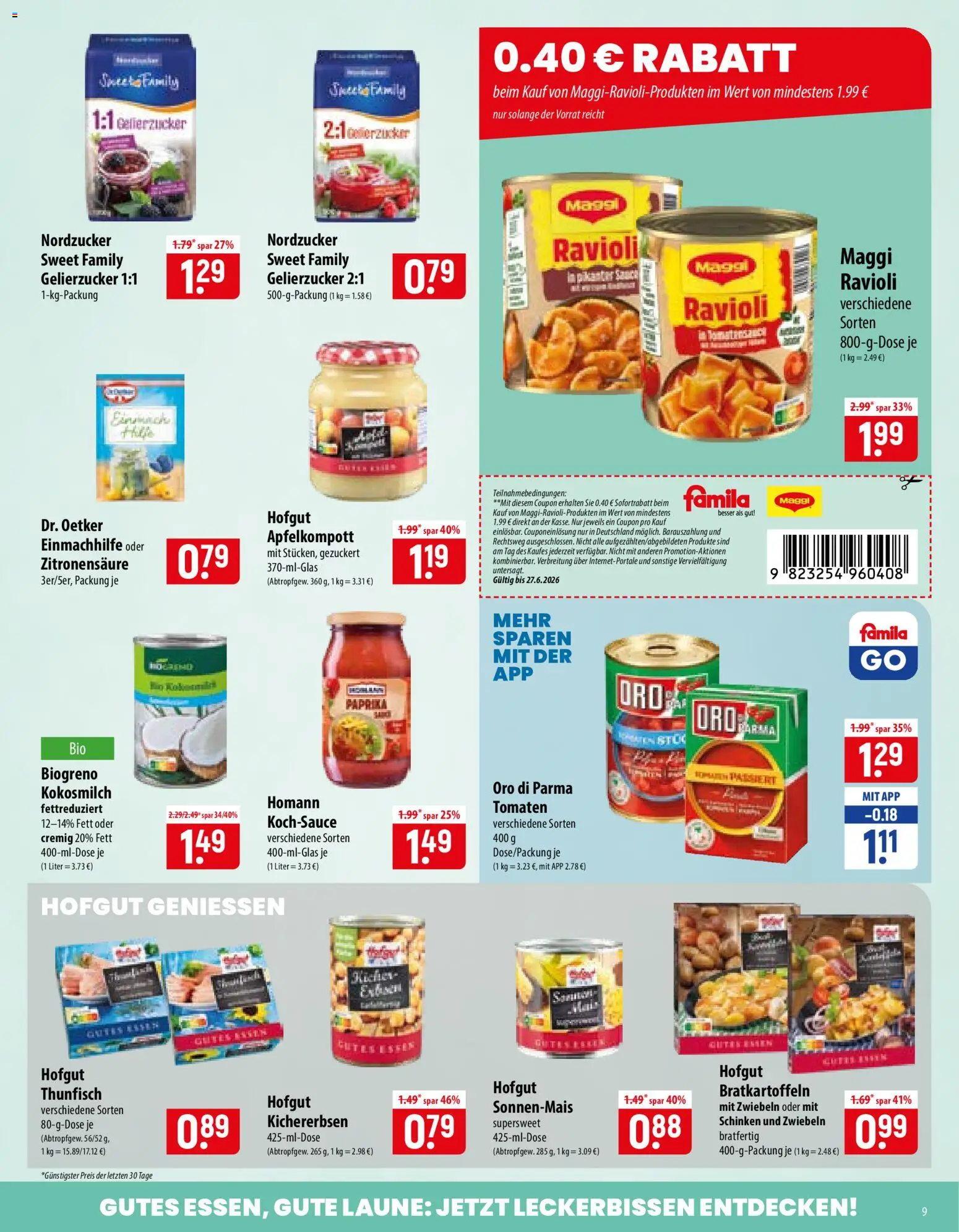 Famila Prospekt – gültig ab 22.06.2026 | Seite: 9 | Produkte: Maggi, Tomaten, Zwiebeln, Schinken