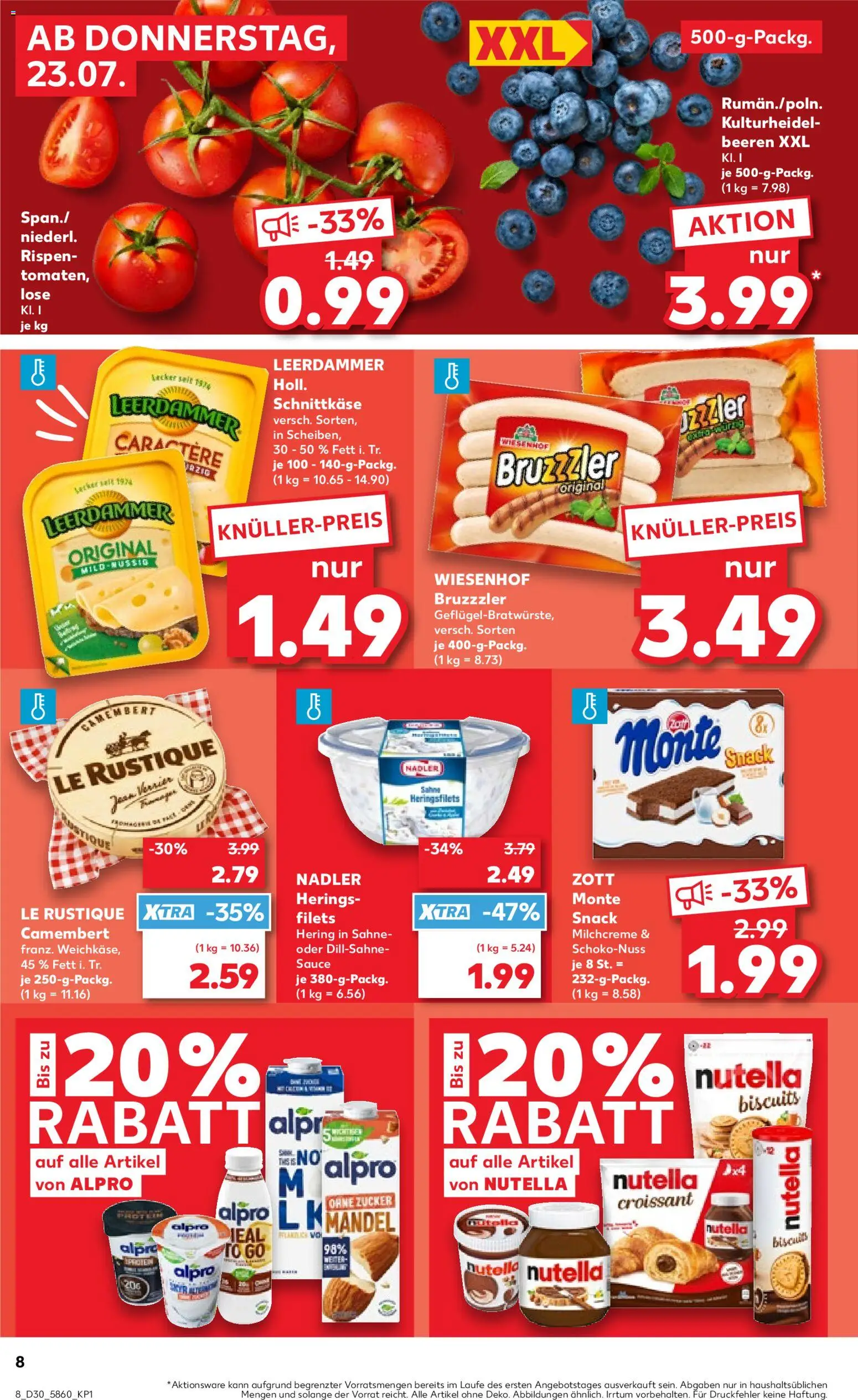 Kaufland Prospekt Stuttgart – gültig ab 23.07.2026 | Seite: 8 | Produkte: Croissant, Alpro, Zucker, Sahne