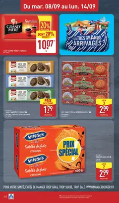 Aldi - Prévisualisation de CAFÉ GRAND-MÈRE FAMILIAL, Café Grand-Mère Familial valide à partir de 08/09/2026 | Page: 16 | Produits: Nappe, Lait, Pain, Biscuits