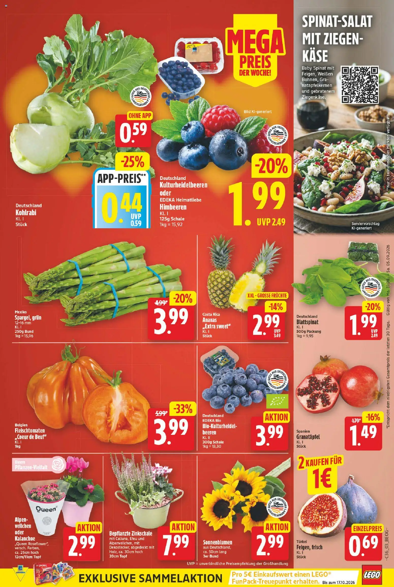 E center Prospekt – gültig ab 31.08.2026 | Seite: 3 | Produkte: Granatapfel, Käse, Kohlrabi, Ananas