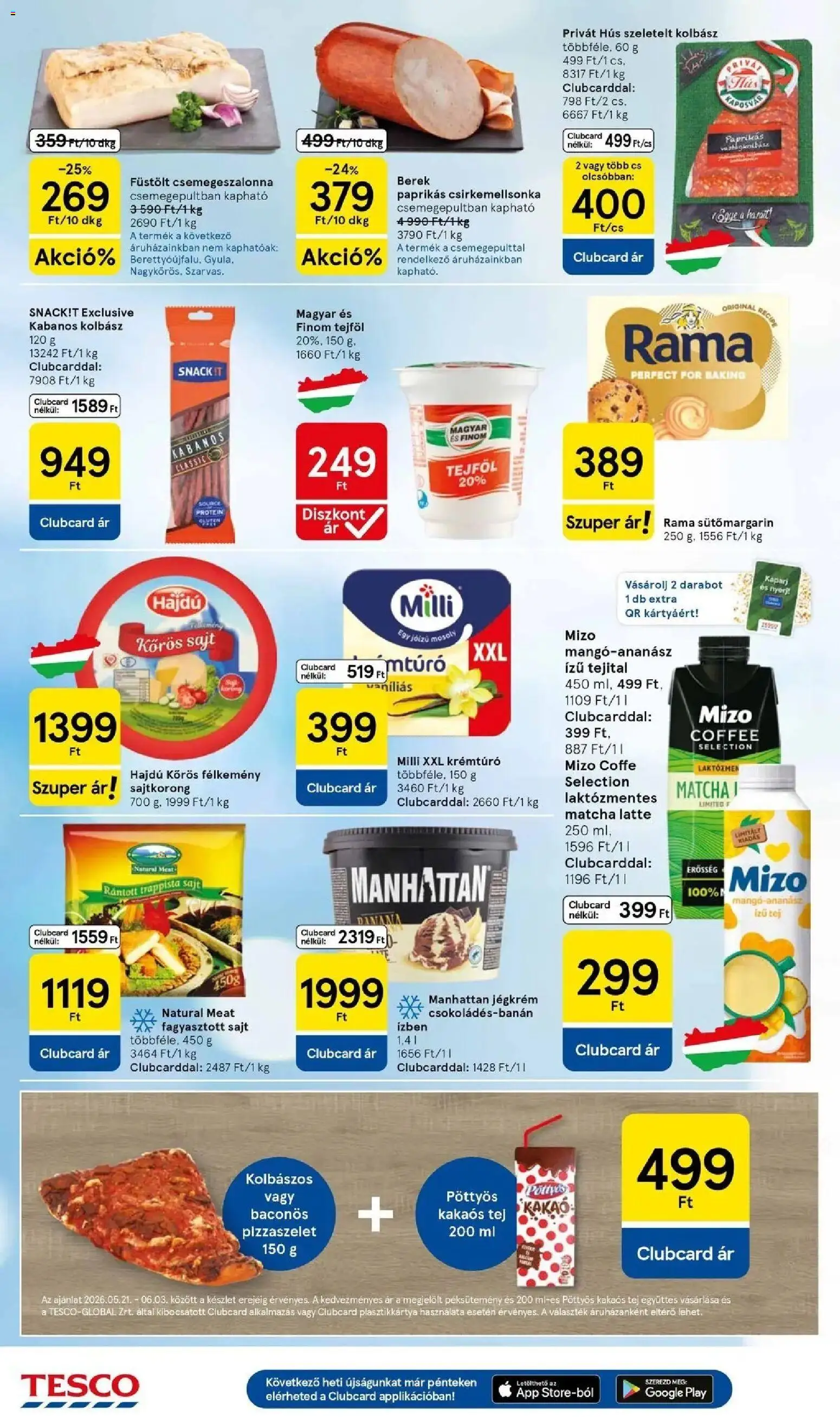 Tesco akciós ujság - amely érvényes a következő dátumtól: 28.05.2026 | Oldal: 4 | Termékek: Kolbász, Hús, Kakaós tej, Jégkrém